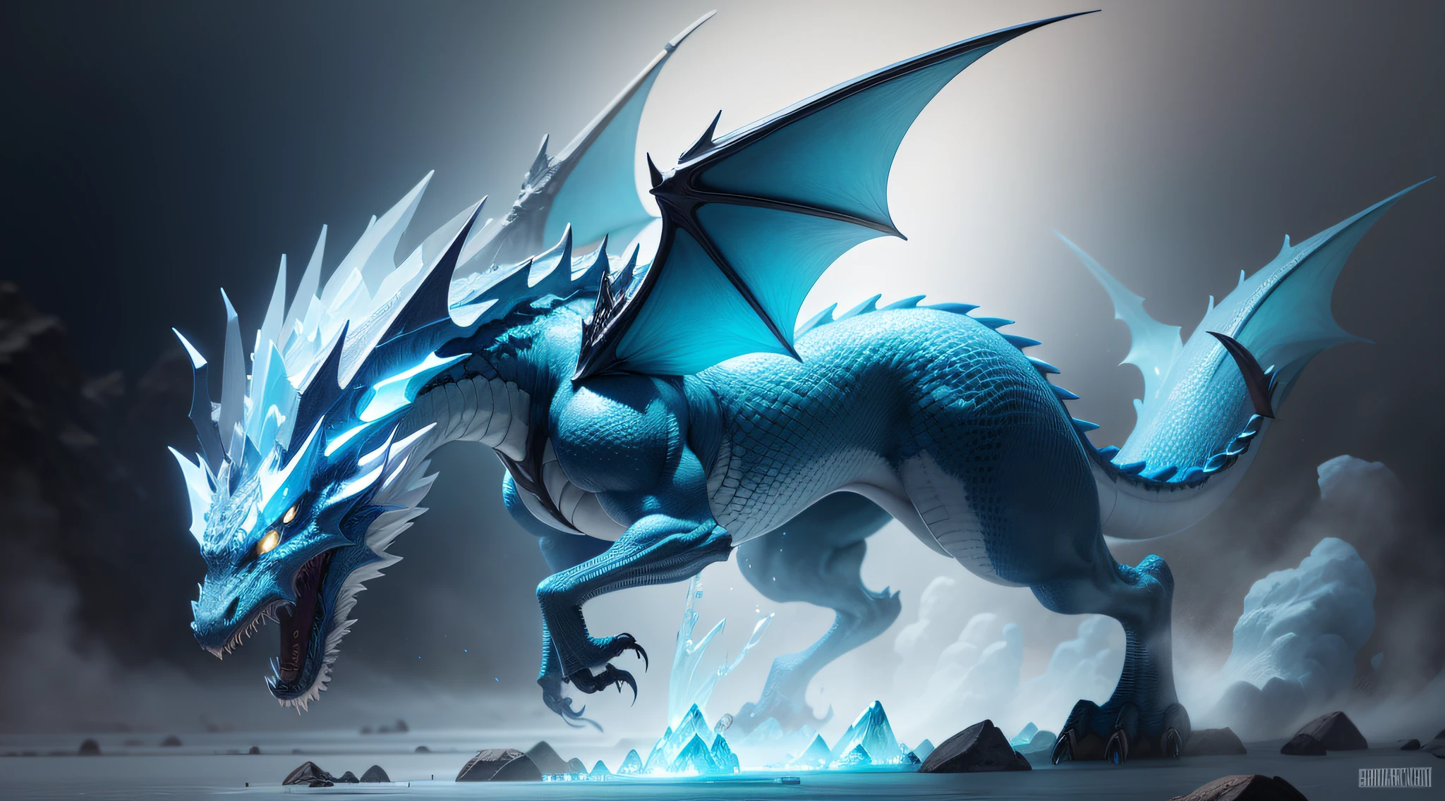 Generate a realistic ice element dragon