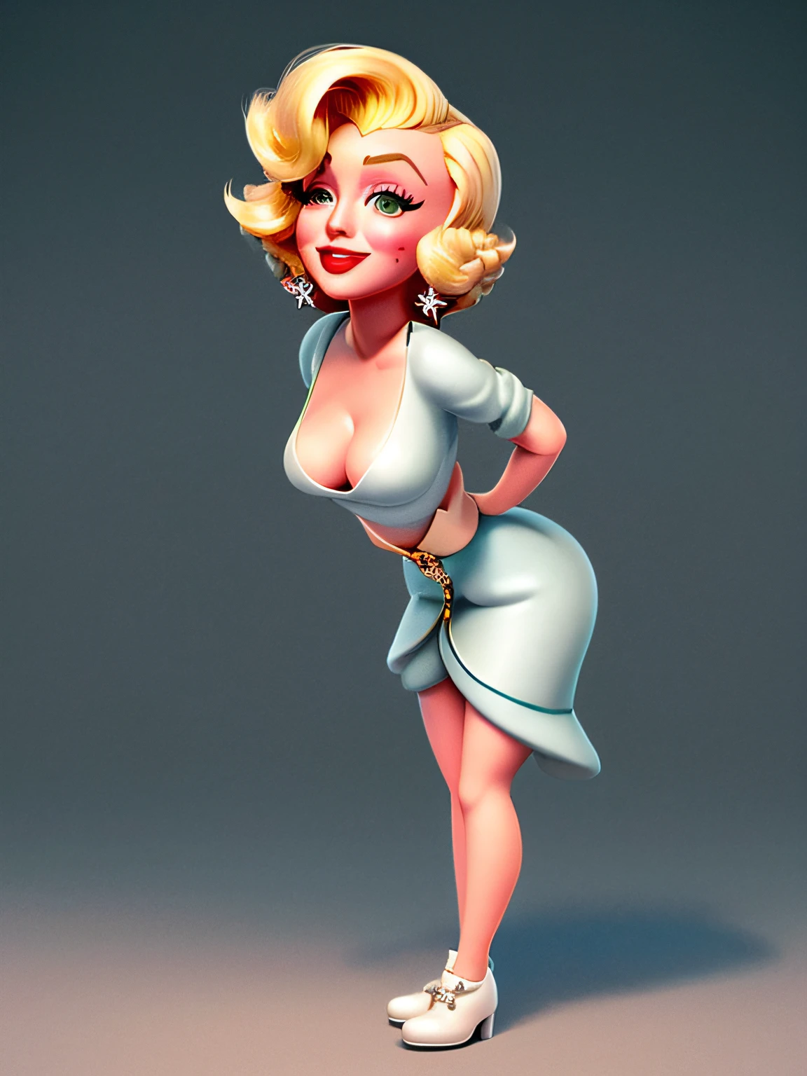 cbzbb, Marilyn Monroe , personagem, fofo, pequeno, bonito, Devian Art, Trending Artstation, Digital Art, Detailed, Cute, Realistic, Humanoid, Character, tiny, Cinematic Sho, Cinematic Lights, Marilyn Monroe, Looks happy