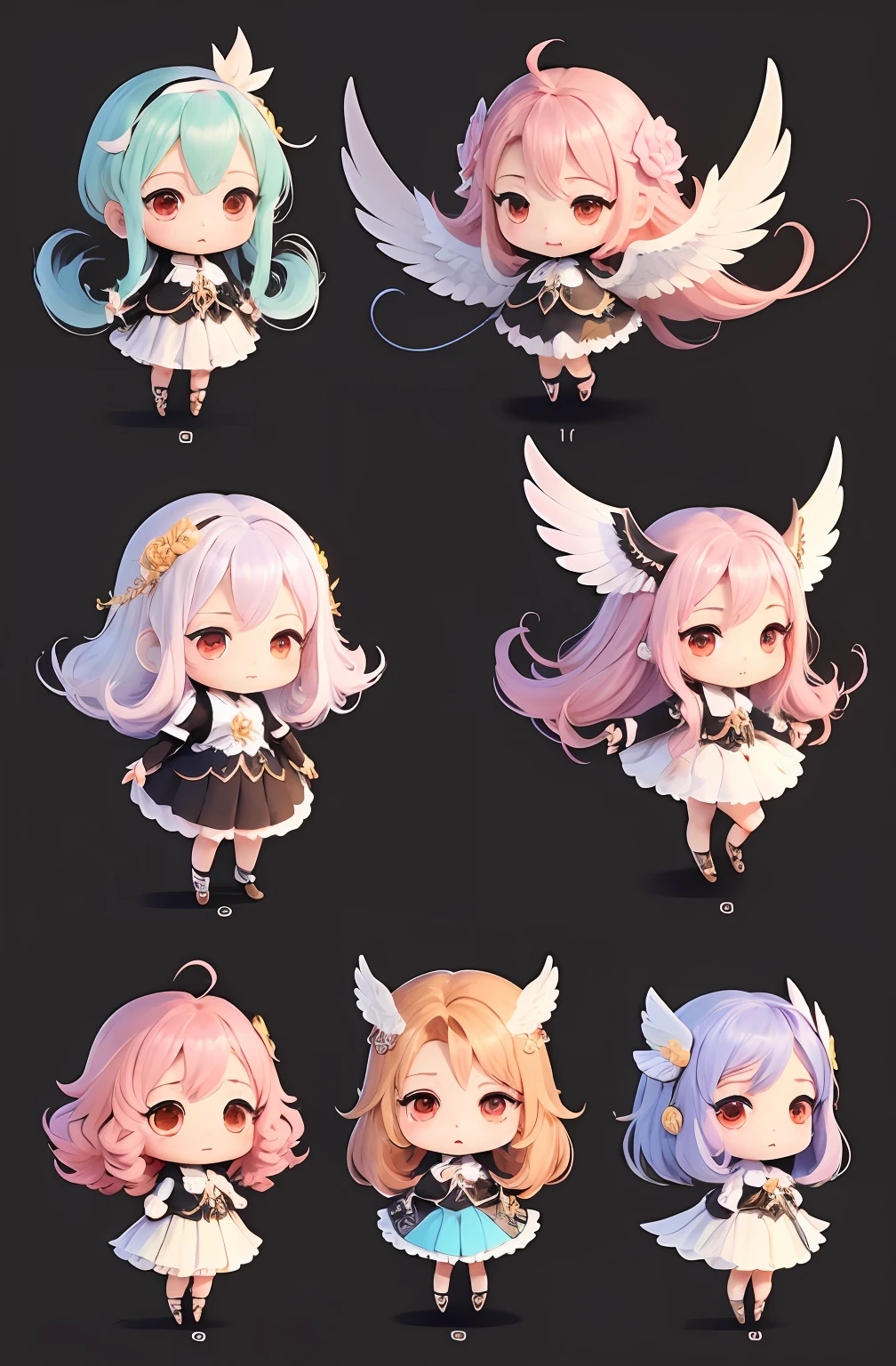 Chibi: 1.2), (obra-prima: 1.4), (melhor qualidade: 1.4), ( Very Cute Bird, rosto super detalhado, Olhos Semelhantes a Joias, Cabelos loiros com rosa Muito Longos, Colored Gradient Hair: 1.1), (Cabelos loiros Muito Longos, Colored Gradient Hair: 1.4) (bird wings: 1.2), (chibi bird: 1.2) (corpo inteiro, 2 perfect arms, 2 pernas perfeitas: 1.1), (Perfeito 4 dedos: 1 polegar),vestido branco com rosa e dourado: 1.1) (V3 variation in various poses flying alongside birds) leve, brilho, Bokeh, super fino, (mini chibi: 1.1), (kawai chibi: 1.1), (chibi chibi chibi: 1.1)