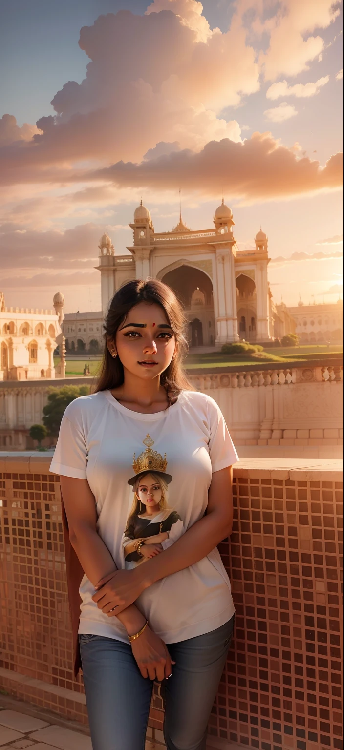 Change background Mysore palace beautiful girl, realistic face, ultra realistic, 8k