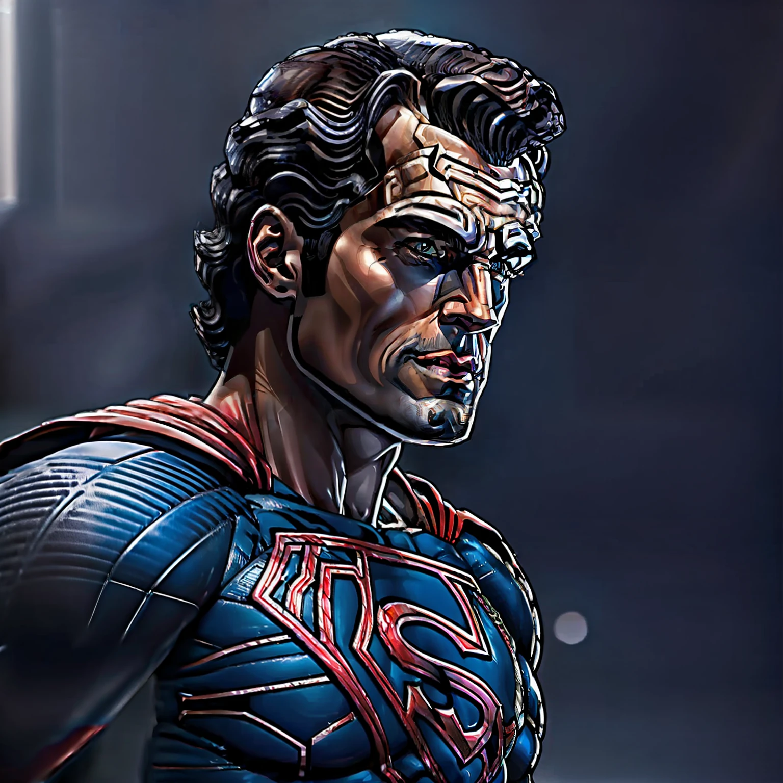 "Crie uma imagem realista do Superman do Henry Cavill. Make sure the resulting image captures the essence of the character, with details that highlight your strength and power. Adicione texturas e detalhes ao uniforme do Superman, to give the impression of a realistic fabric. Certifique-se de que a capa do Superman esteja presente, with details that highlight your appearance. Adicione detalhes ao fundo, such as shadows and subtle lighting, to give depth to the image. Make sure the resulting image is high resolution, com qualidade 8K." —c 10 —ar 2:3