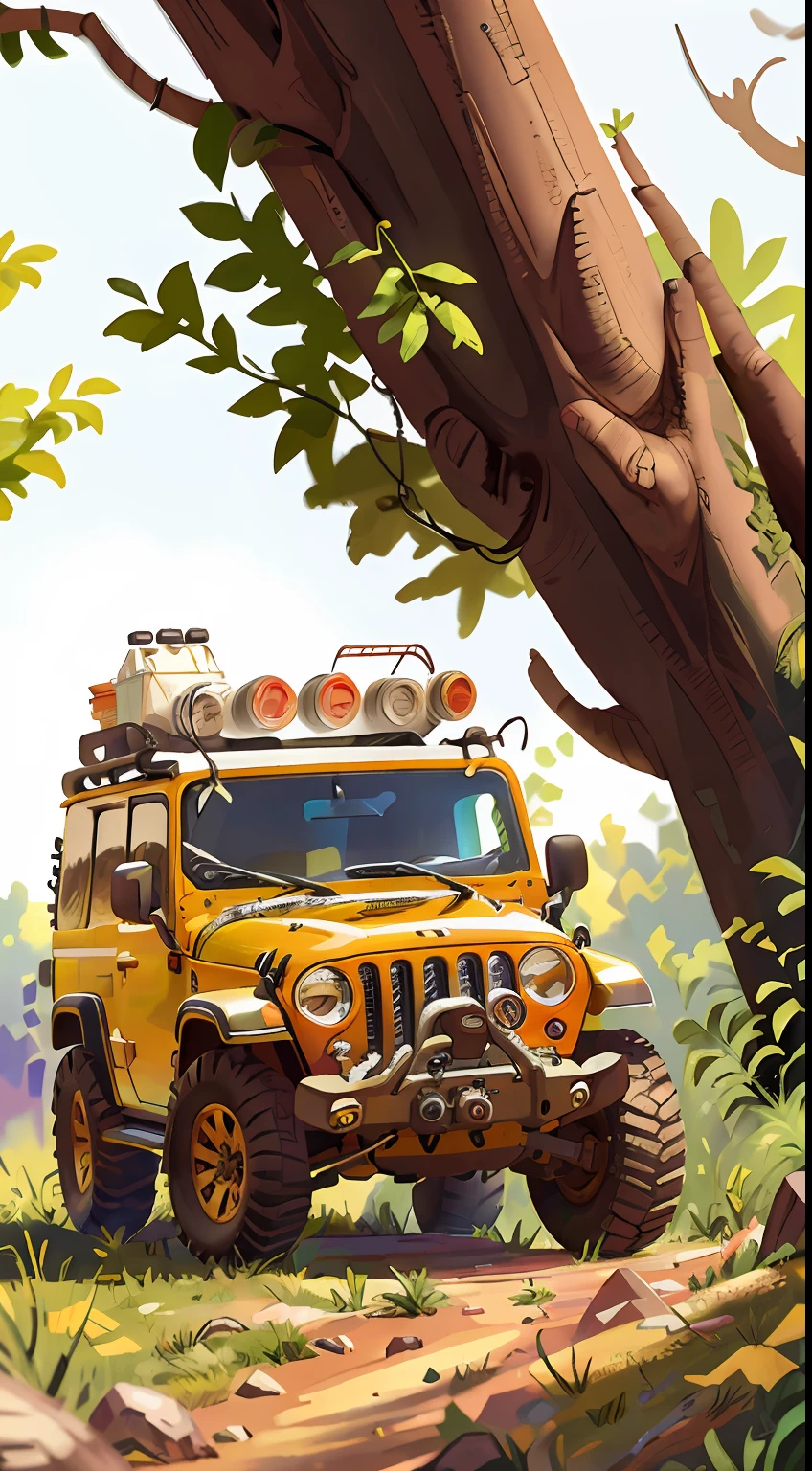 Jeep, perfect quality, clear focus (clutter - home: 0.8), (masterpiece: 1.2) (realistic: 1.2) (bokeh) (best quality) (detailed skin: 1.3) (complex details) (8K) (sharp focus), clean background, white background, long view composition, 85MM SHOT