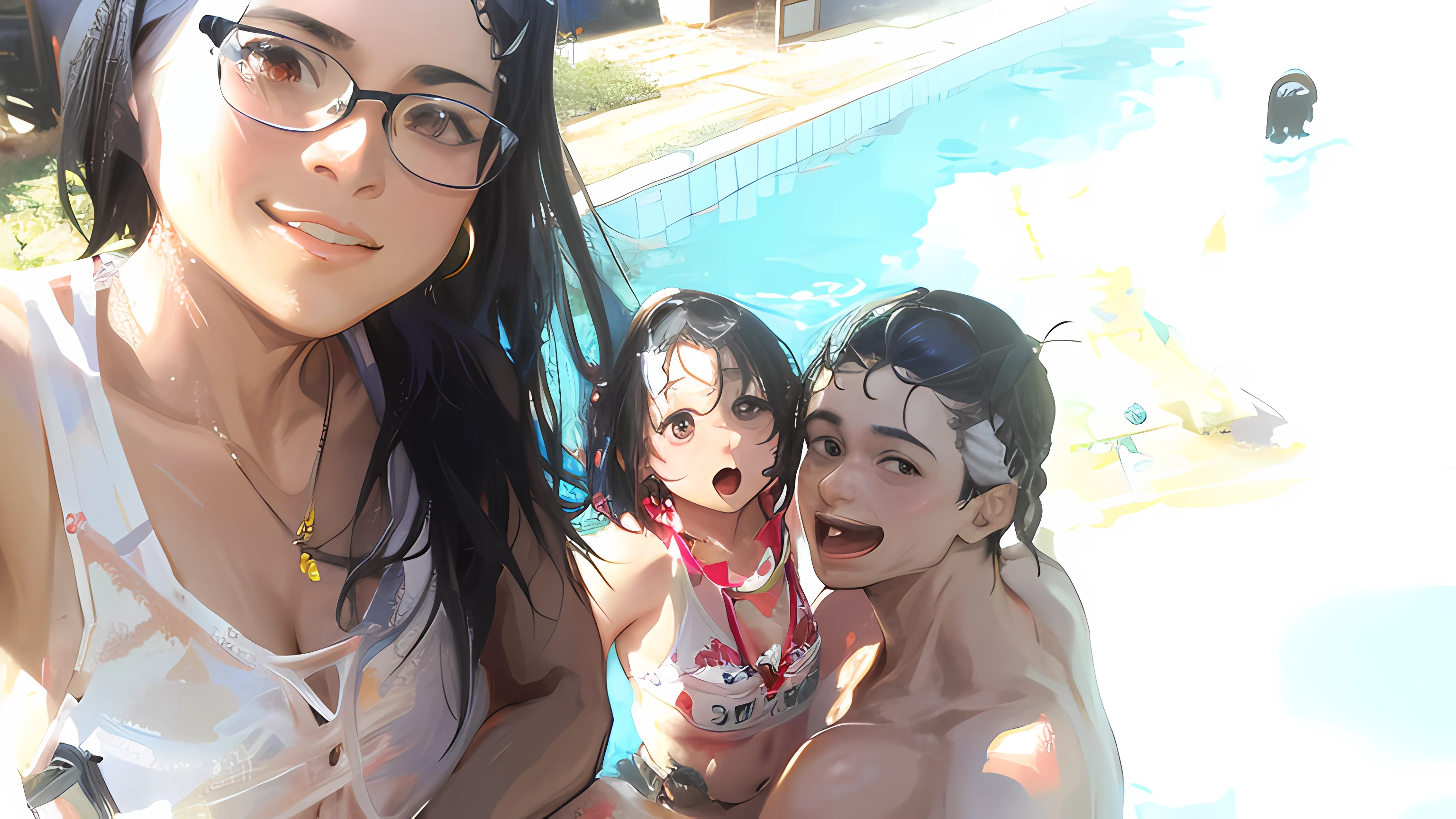 coloque um aliem saindo da piscina