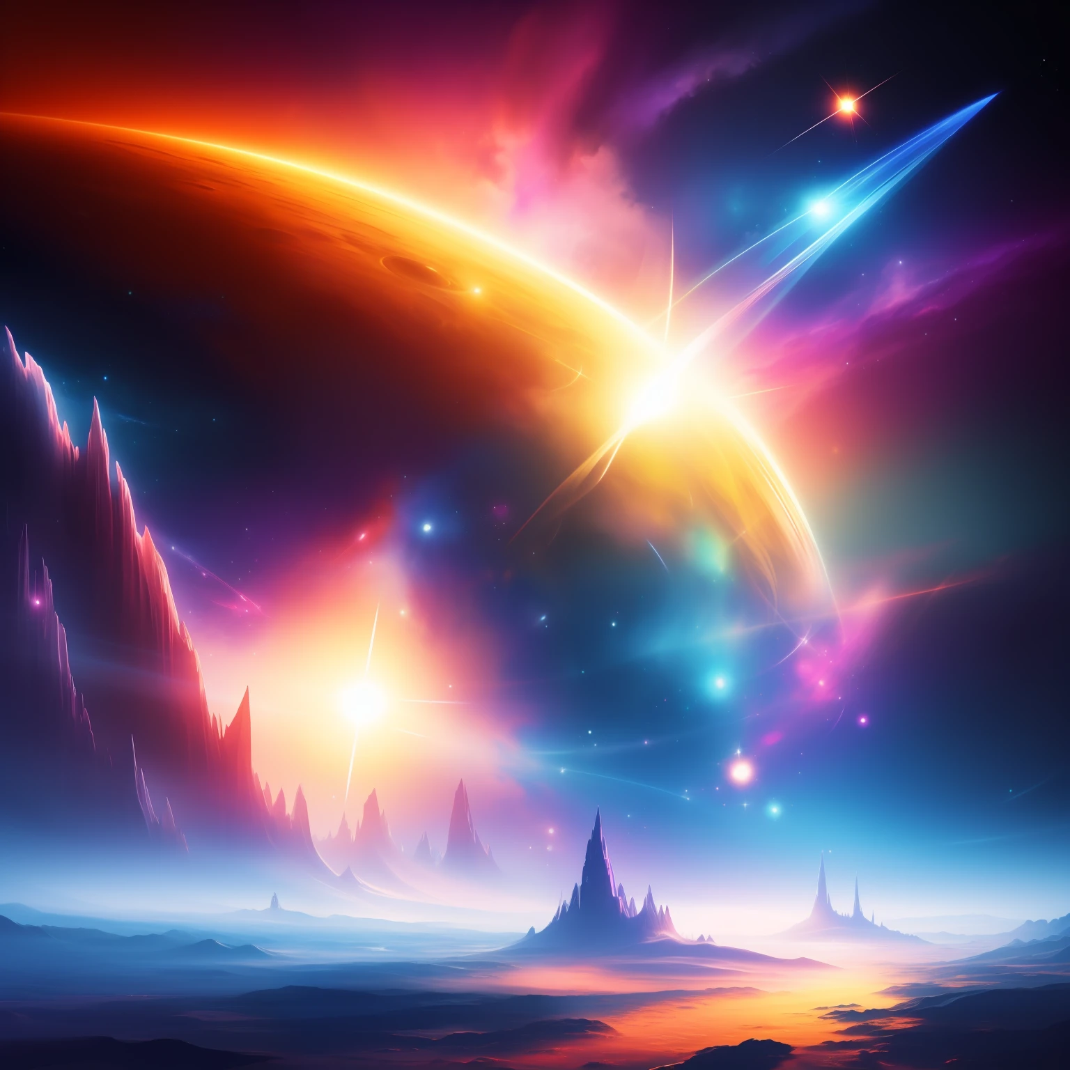 The musical sound of bright feelings and good emotions. Digital Art Fantasy space.