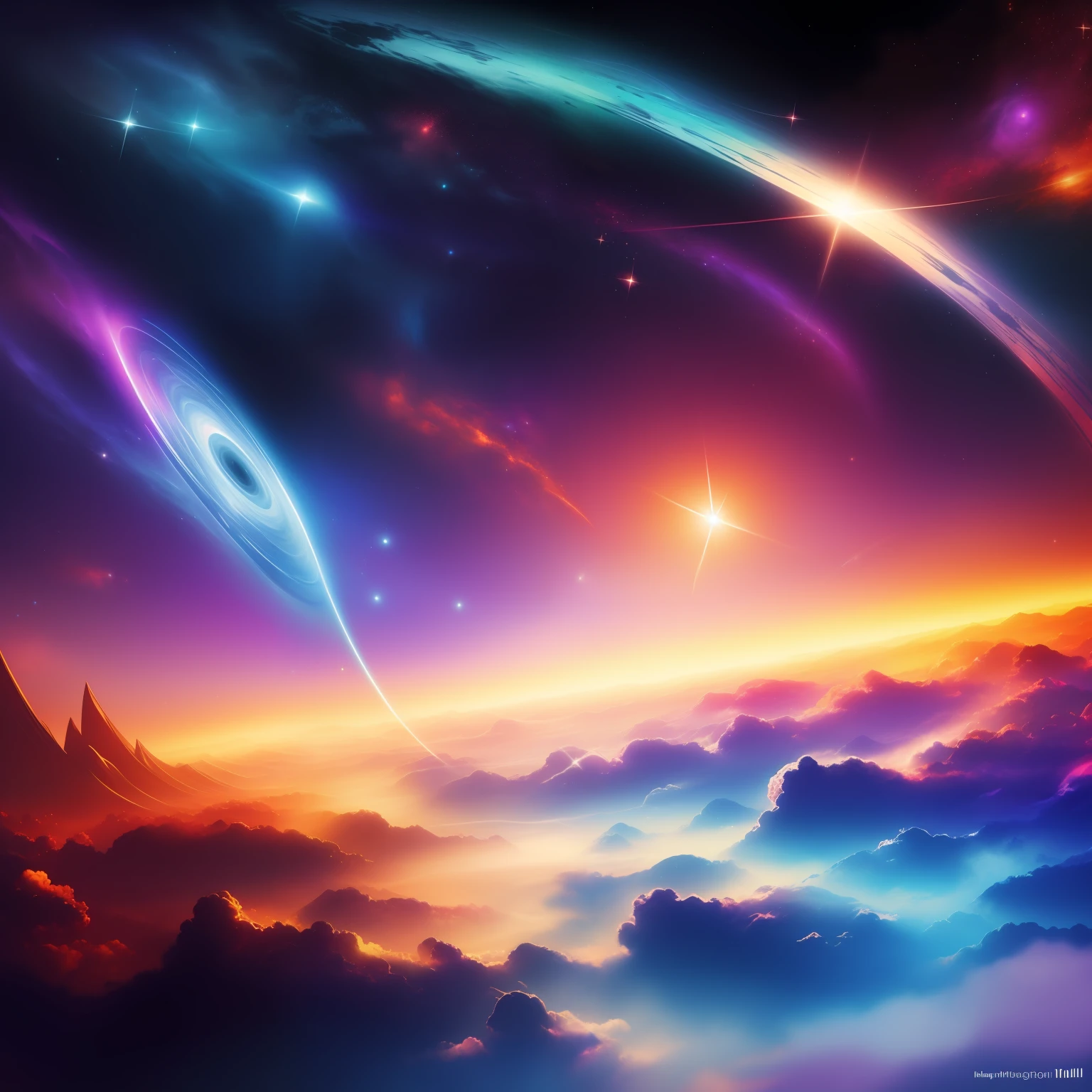 The musical sound of bright feelings and good emotions. Digital Art Fantasy space.