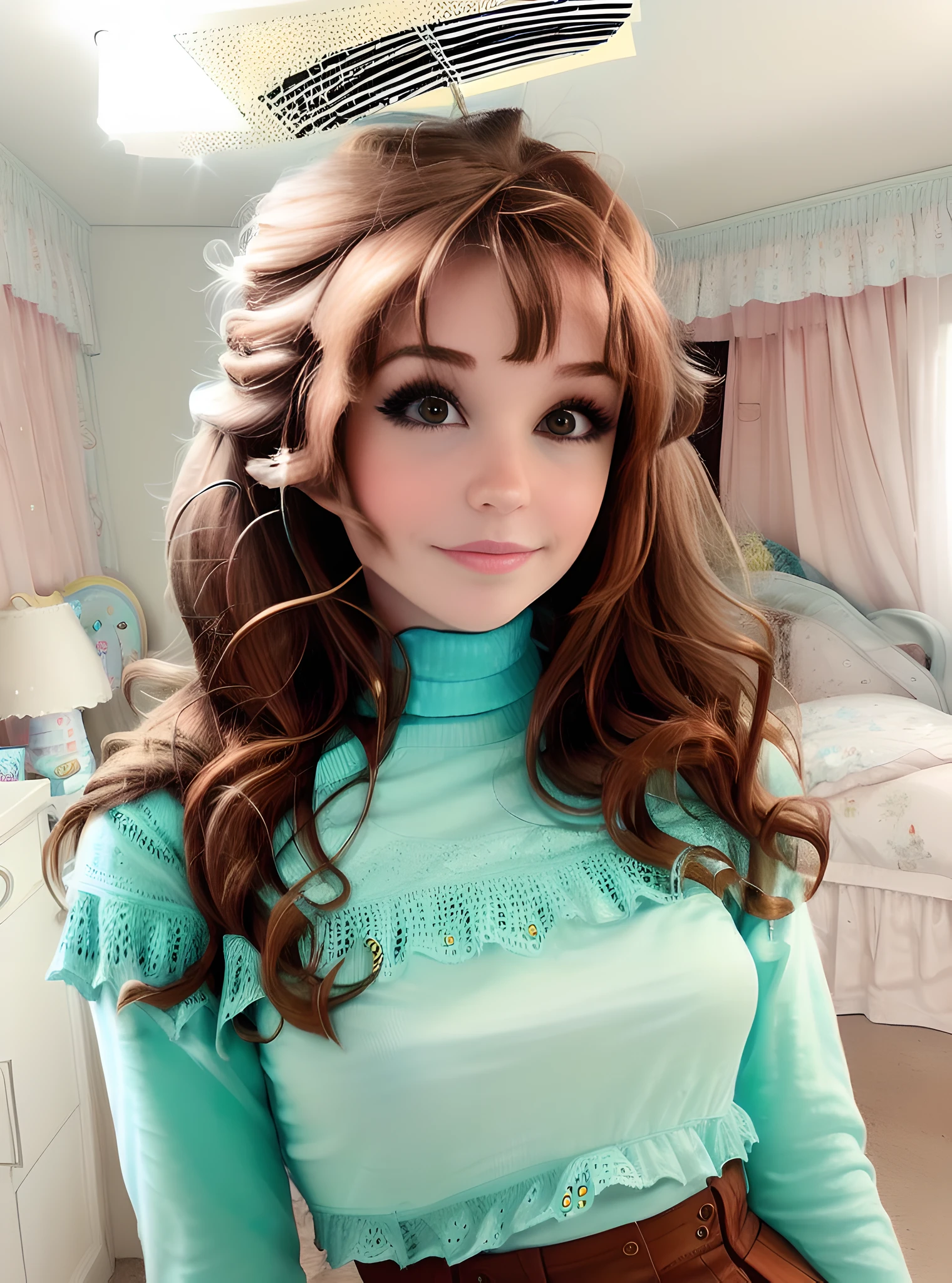 A woman with brown hair posing to the camera