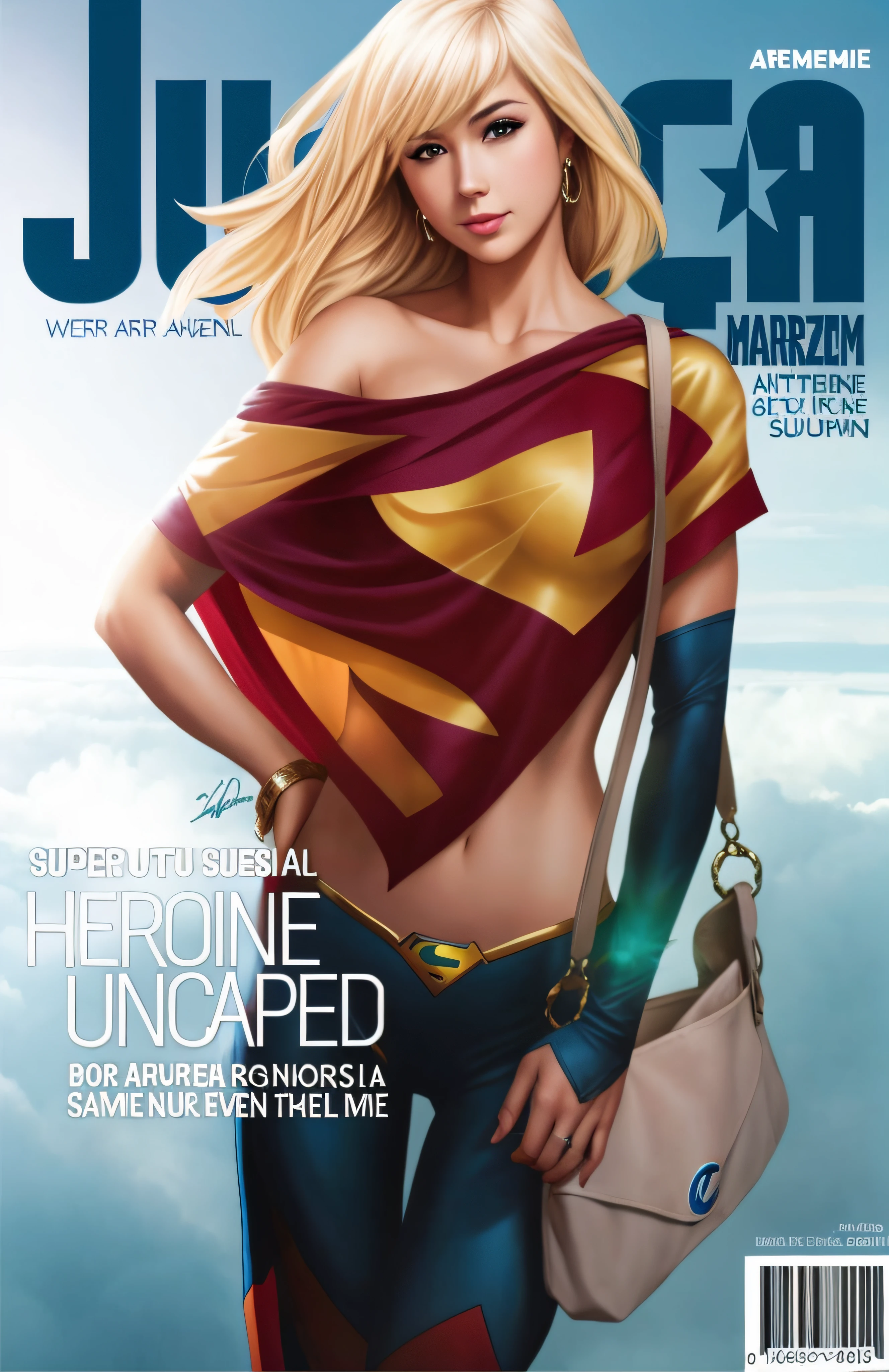 uma mulher em um traje em uma capa de revista com uma bolsa, Supergirl, Destaque no Artgerm, quadrinhos artgerm, Artgerm e Lois van Baarle, estilo artgerm, Artgerm JSC, como visto no artgerm, estilo artgerm, zenescope, super-hero girl, Artgerm e Warren Louw