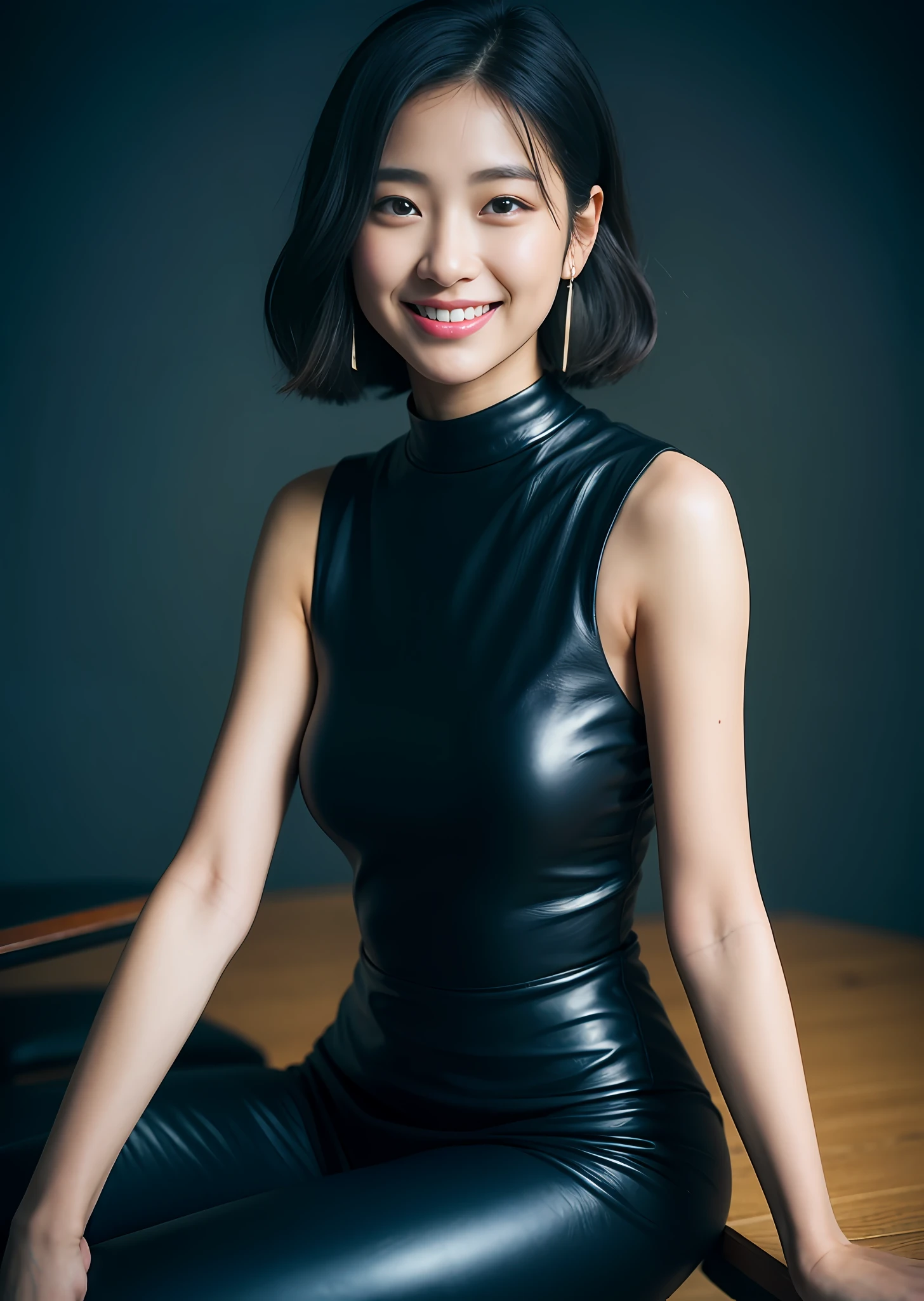 fullnude、nudde、top-quality、masterpiece、18year old、Japan Girl、Very short cut black hair、Lustrous hair、big eye、Double eyes、Grinning smile、Korean Beautiful Girl Full 、nudde、Grinning smile:0.5,(fullnude、Trained lower body、big butts、Strong thighs:1.0)、photogenic、photoRealstic、top-quality、(masterpiece)、top-quality、top-quality、Highly detailed CG Unity 8K wallpapers、Detailed and complex、Original、Hi-Res、\\ (16 years old)、extremely detailed eye、Toenails、A sexy、breastsout、(eye liner:0.5)、(blash:0.5) )、A dark-haired、Hair tied back、Hair folded back and tied、Simple diamond-shaped earrings、Fine skin、Looking at the camera、独奏、moist lips、Black High Heels、Opening legs:1.3)、Dynamic Poses、Sit up、sprawl、perfect anatomia、Gonzo、\\ in a house、s Office、Glass and metal table、leather office chair、Smartphones、MacBook、 \\ (depth of fields:1.5)、Lori:0.1、realisitic:1.3、(ambient lights:1)、(Cinematic composition:1.3)、(neons:0.1)、(nffsw:0.1)、AccentLighting、Side lighting、(Panchira:1)、fish-eye lens、