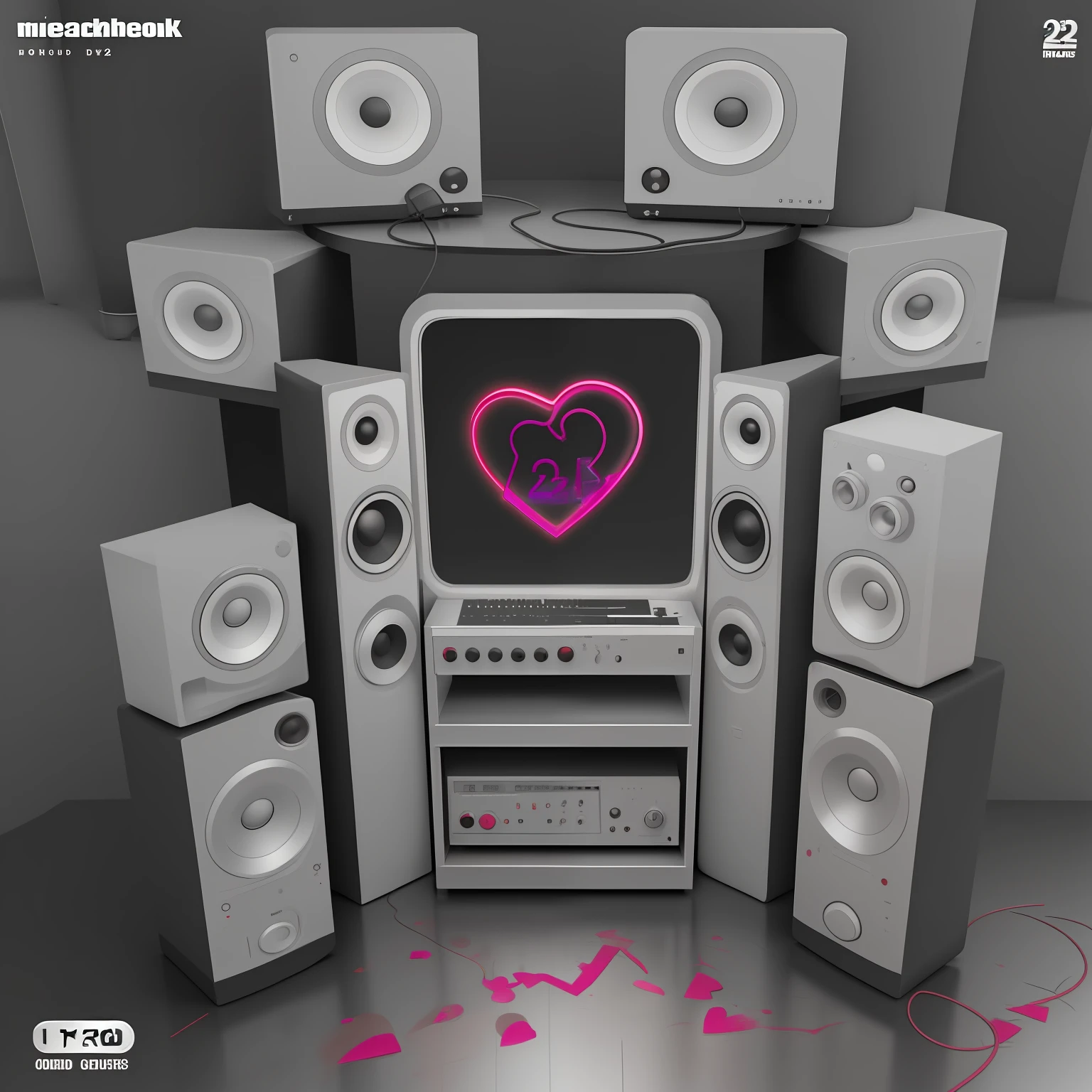 Stereo heartbreak, Single cover, y2k, Pop, Minimalista, A broken heart and sound waves, conceito, ....3d, cores vermelhas