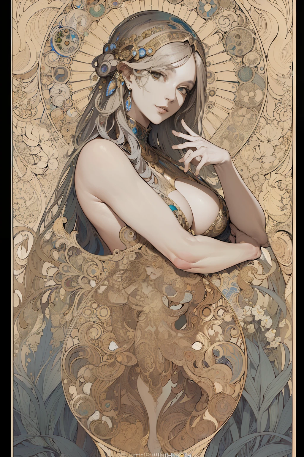 (Masterpiece, Best Quality, Highres:1.4), Detailed, Intricate Details, 4K,
color splashes, line art, art, fibonacci, alphons mucha