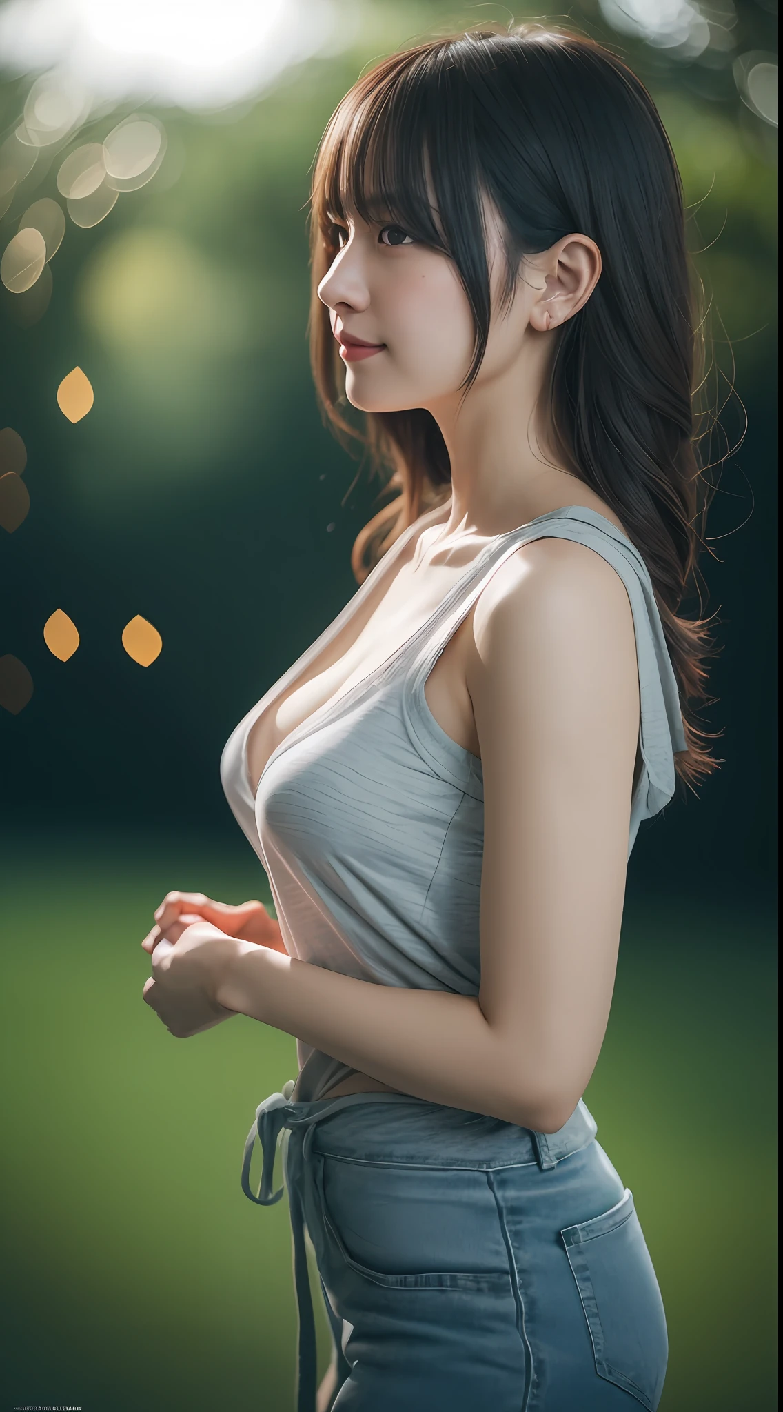 1girl, smile, (((small breast))), (((bokeh))),depth of field, cute face, looking at the viewer, masterpiece, modelshoot style, cleavage, full body portrait, sexy pose, ((8k, RAW photo, highest quality, masterpiece), High detail RAW color photo professional photo, (realistic, photo realism:1. 37), (highest quality), (best shadow), (best illustration), ultra high resolution, highly detailed CG unified 8K wallpapers, physics-based rendering, cinematic lighting),