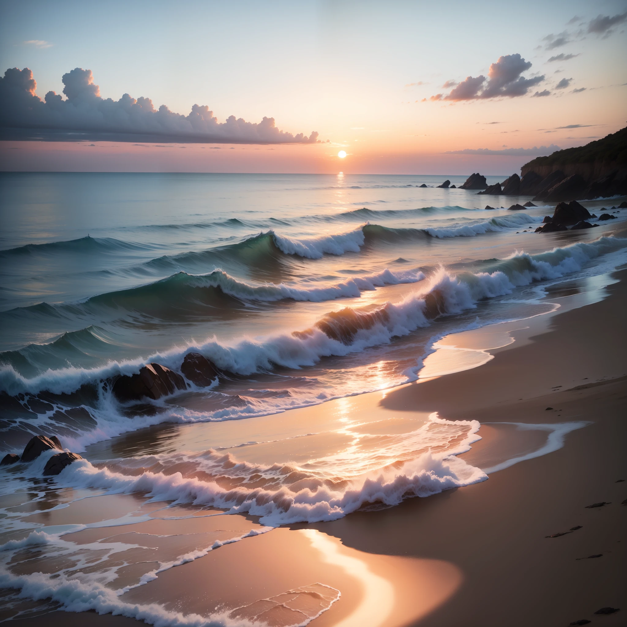 hermosos atardecer en una playa cerca al mar