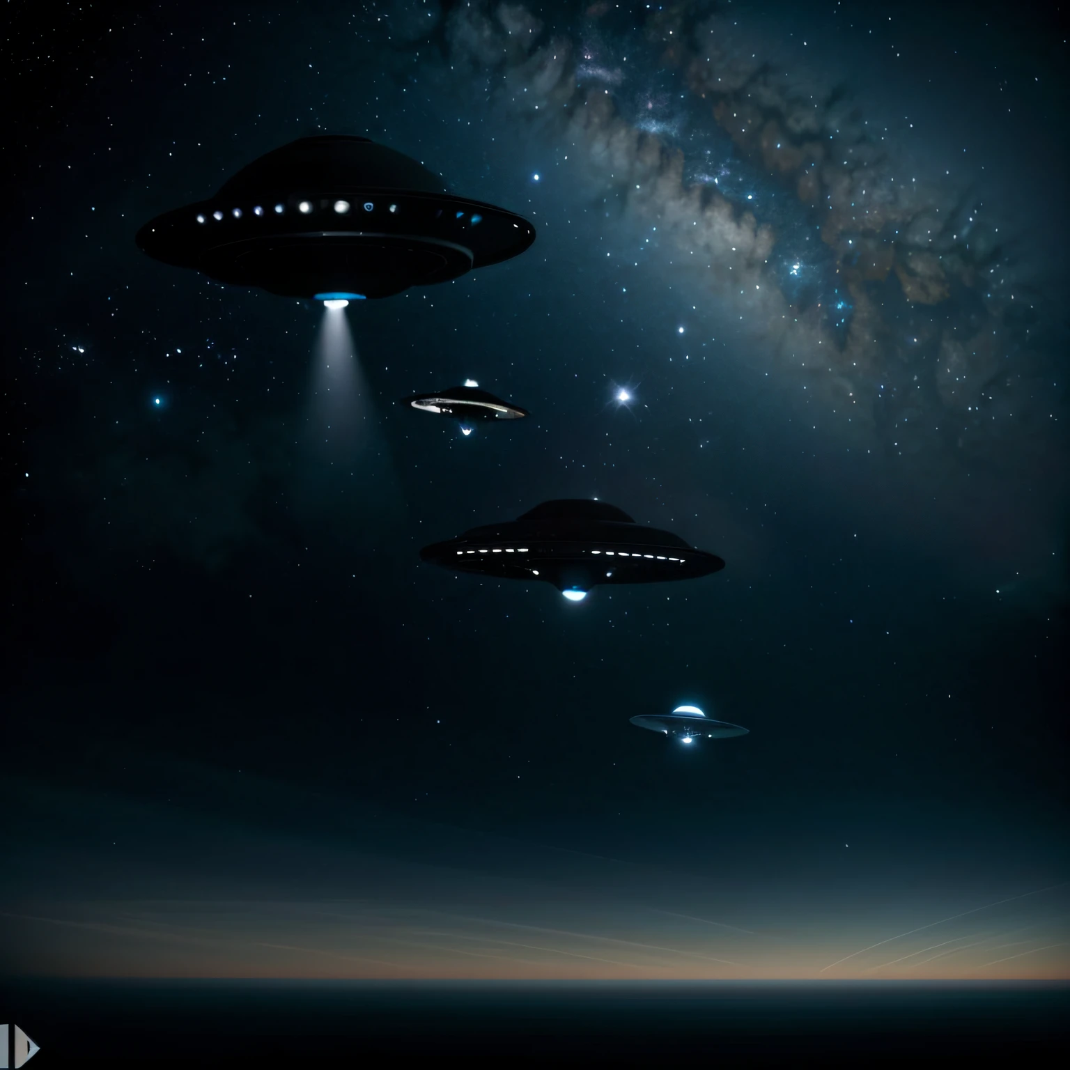 Flying saucer in black color stopped in the night sky , imagem super detalhada do disco voador, Ultra HD |, 8k
Waiting to get started