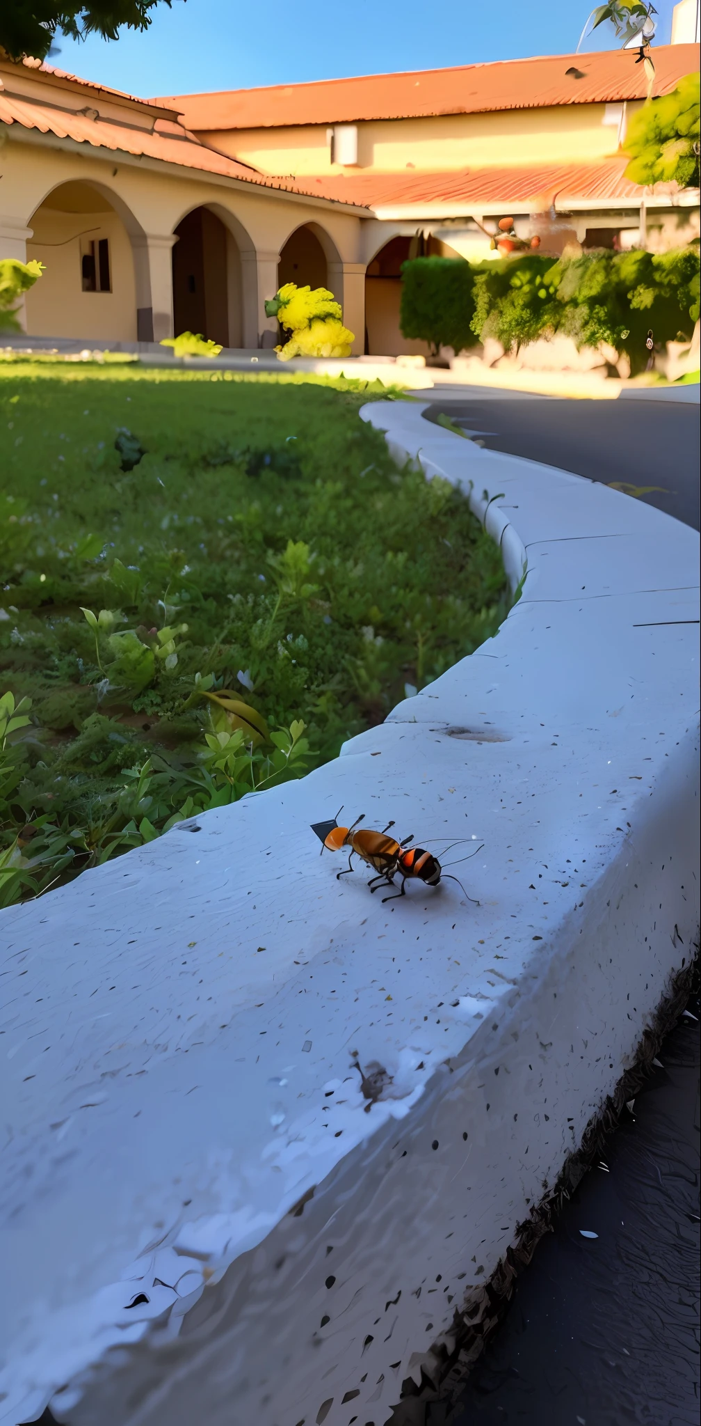 There's a small leaf that's sitting on the edge of a curb, perspectiva da formiga, eles podem estar engatinhando, Tiro na Canon EOS R 5, Tiro na Canon EOS R5, Capturado na Canon EOS R 6, perspectiva macro, Tiro em Leica SL2, Tiro na Nikon Z9, POV de uma formiga, Tiny creature made of a brick