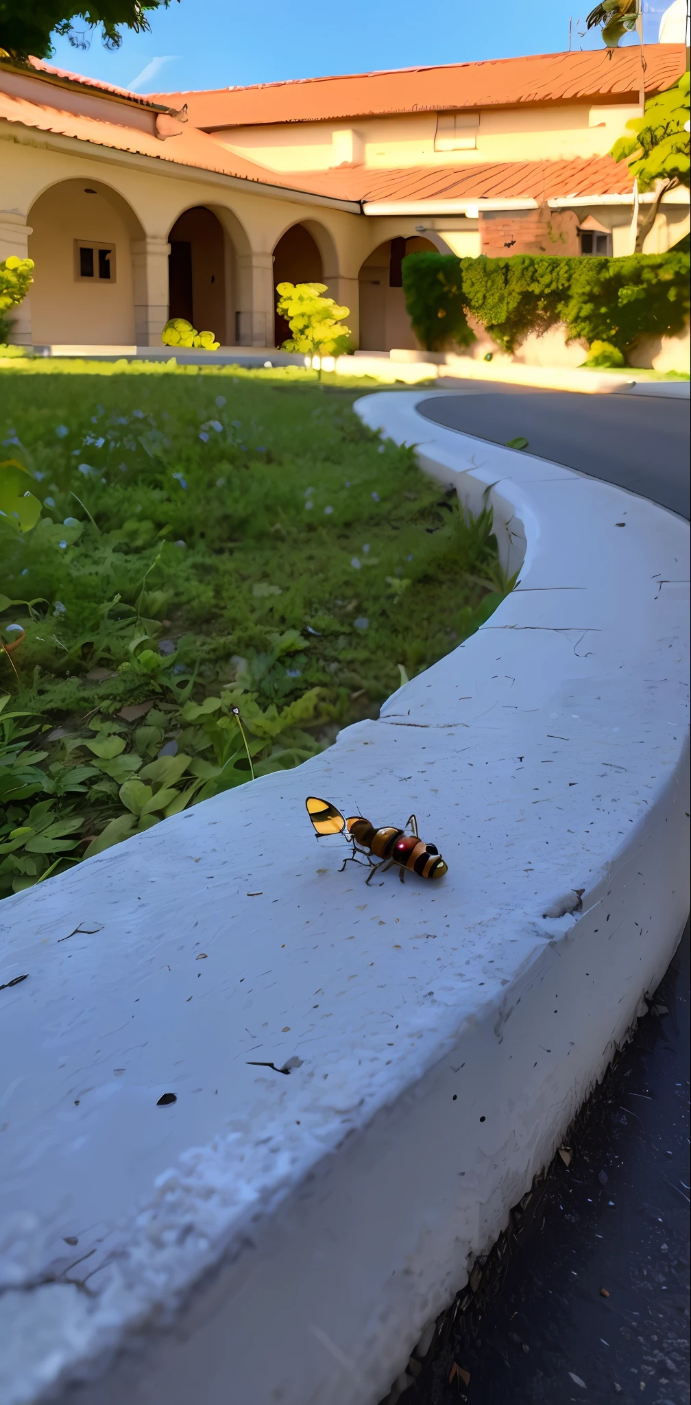 There's a small leaf that's sitting on the edge of a curb, perspectiva da formiga, eles podem estar engatinhando, Tiro na Canon EOS R 5, Tiro na Canon EOS R5, Capturado na Canon EOS R 6, perspectiva macro, Tiro em Leica SL2, Tiro na Nikon Z9, POV de uma formiga, Tiny creature made of a brick