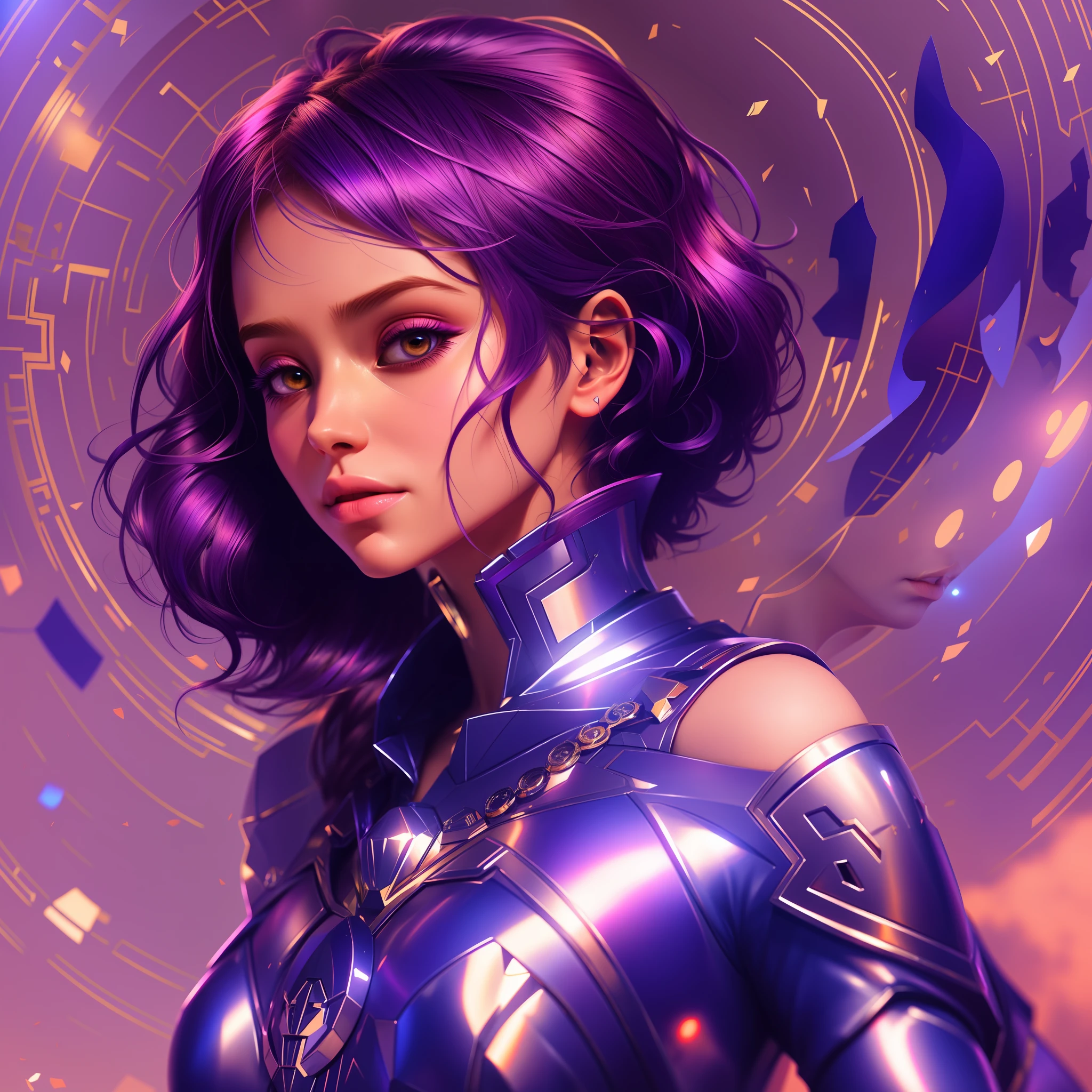 um close up de uma mulher com cabelo roxo e uma roupa roxa, portrait knights of zodiac girl, Modelo IG | Artgerm, Artgerm extremamente detalhado, WLOP | Artgerm, Alena Aenami e Artgerm, retrato Artgerm, por Yang J, Artgerm em ArtStation Pixiv, Artgerm. anime illustration