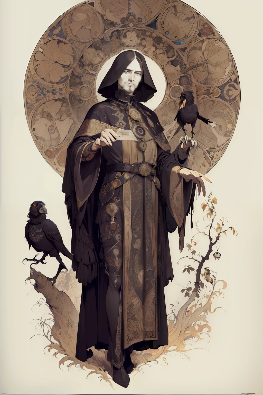 (Masterpiece, Best Quality, Highres:1.4), Detailed, Intricate Details, 4K,
color splashes, line art, art, fibonacci, alphons mucha, ((crow))