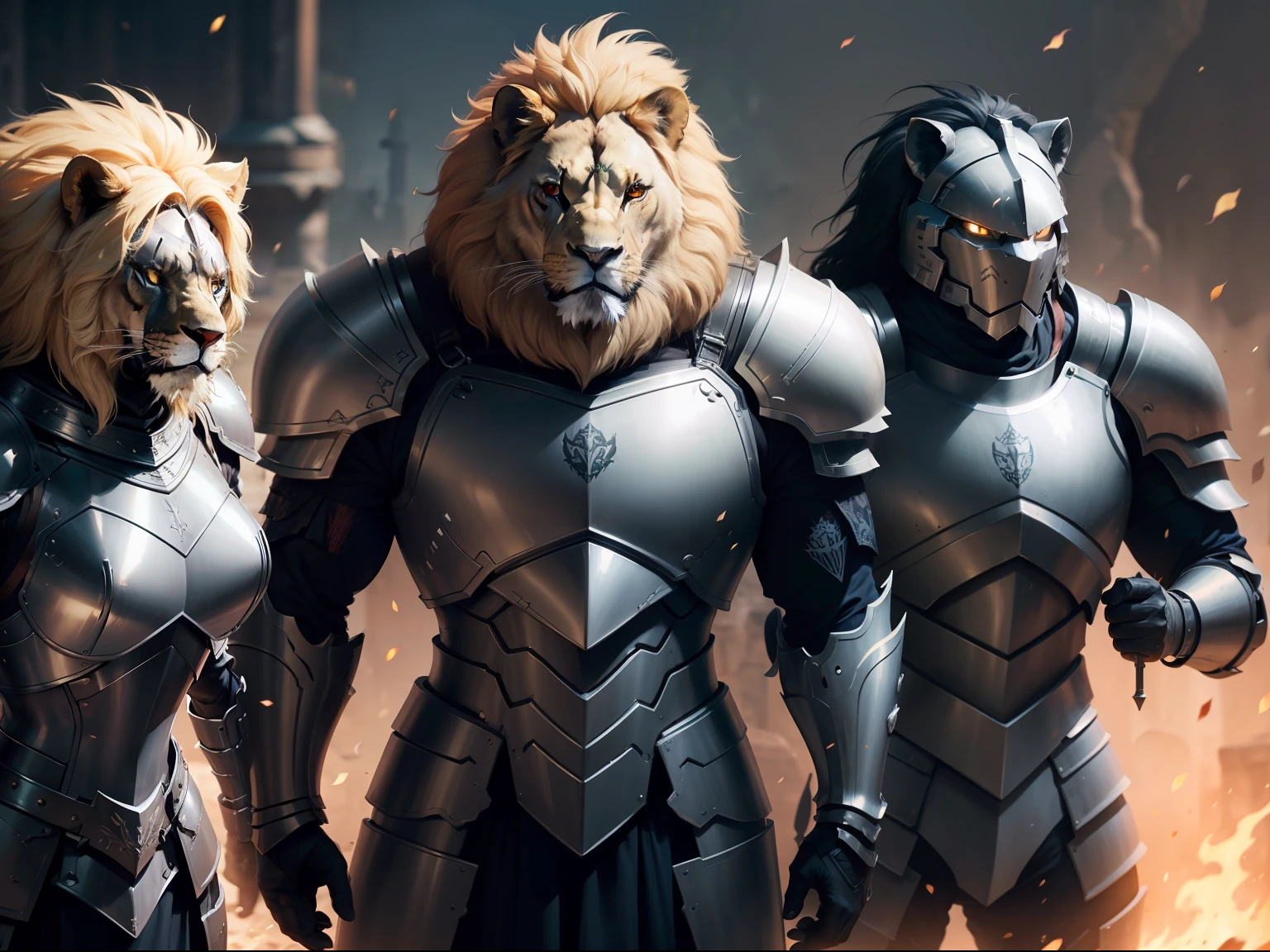 lion, armored, armor, metal