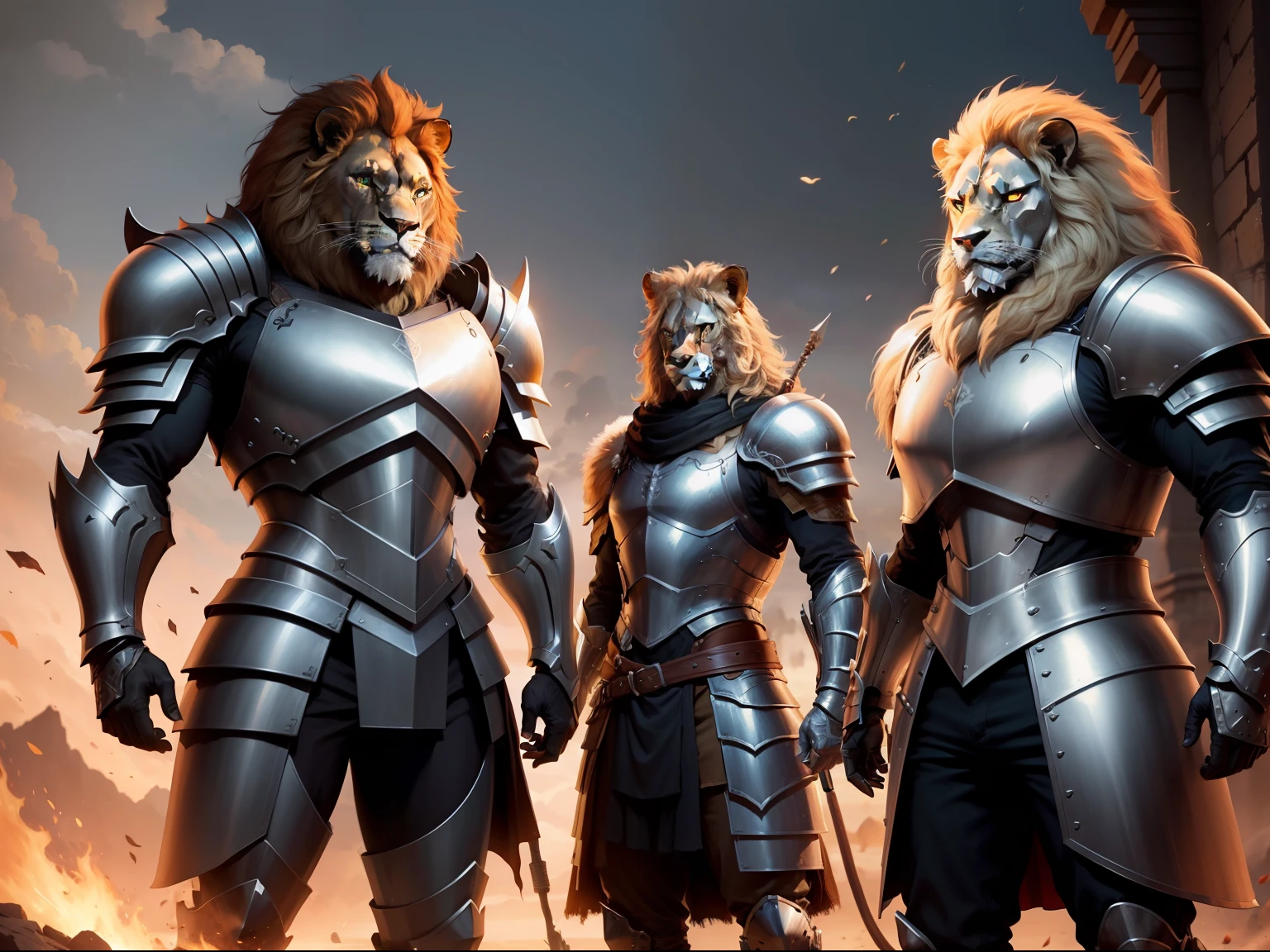 lion, armored, armor, metal