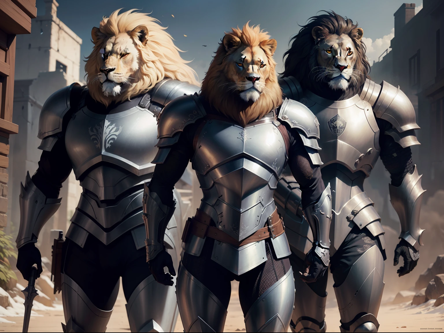 lion, armored, armor, metal