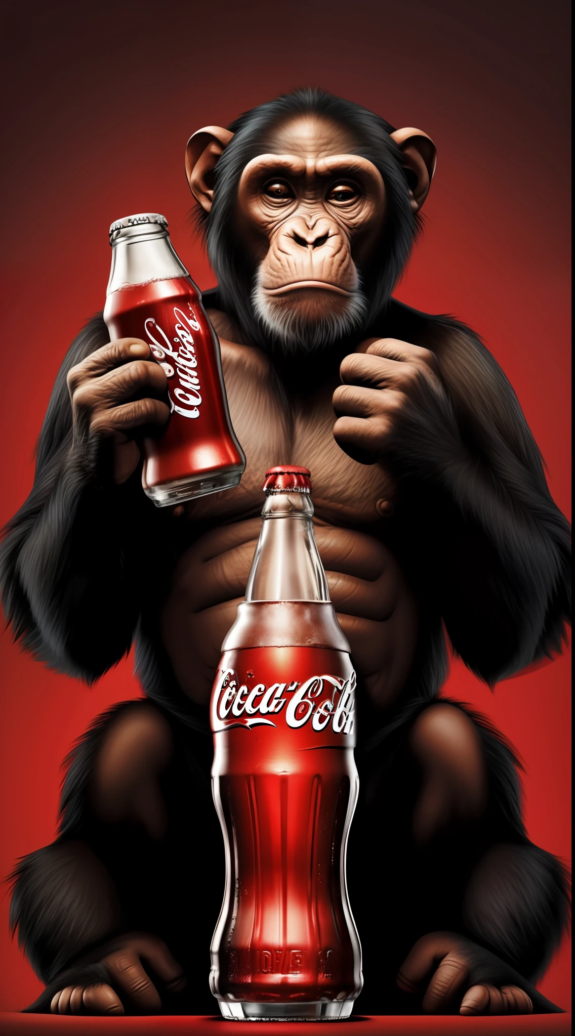 Chimpanze bebendo coca cola