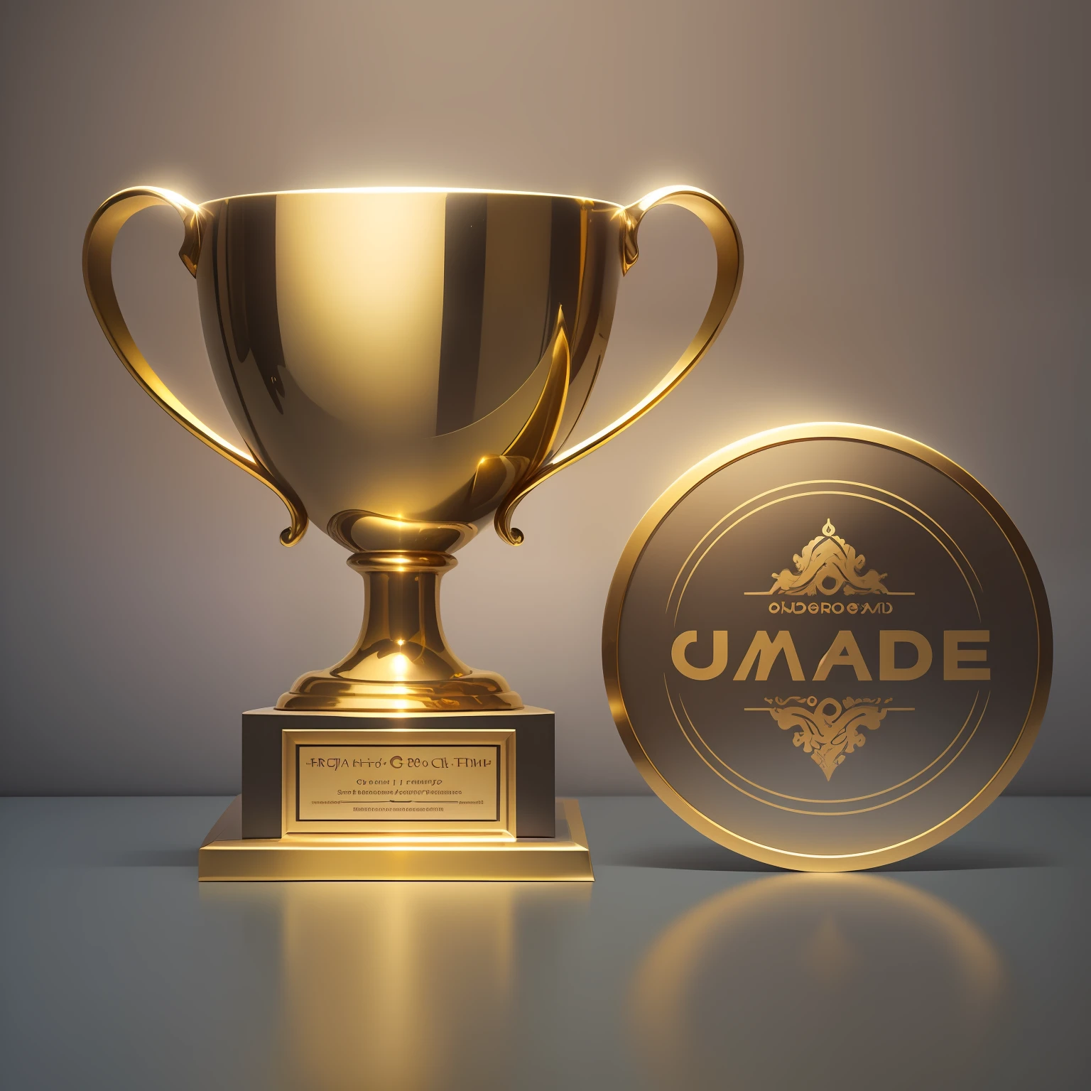 (obra-prima, qualidade de imagem: 1.5) ((design de produto)), Gold Trophy, image with very high quality, enquadramento perfeito