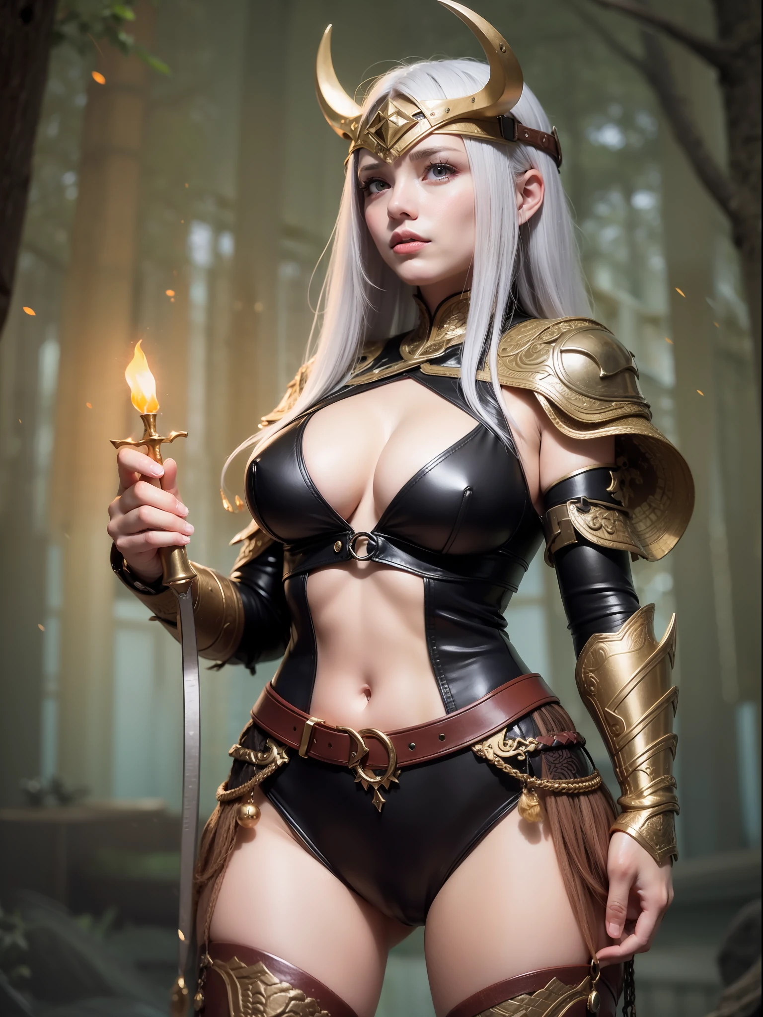melhor qualidade, bioluminescente , Mulher, guerreira viking, 28 anos loira, corpo inteiro, Blusa de Couro, 8k