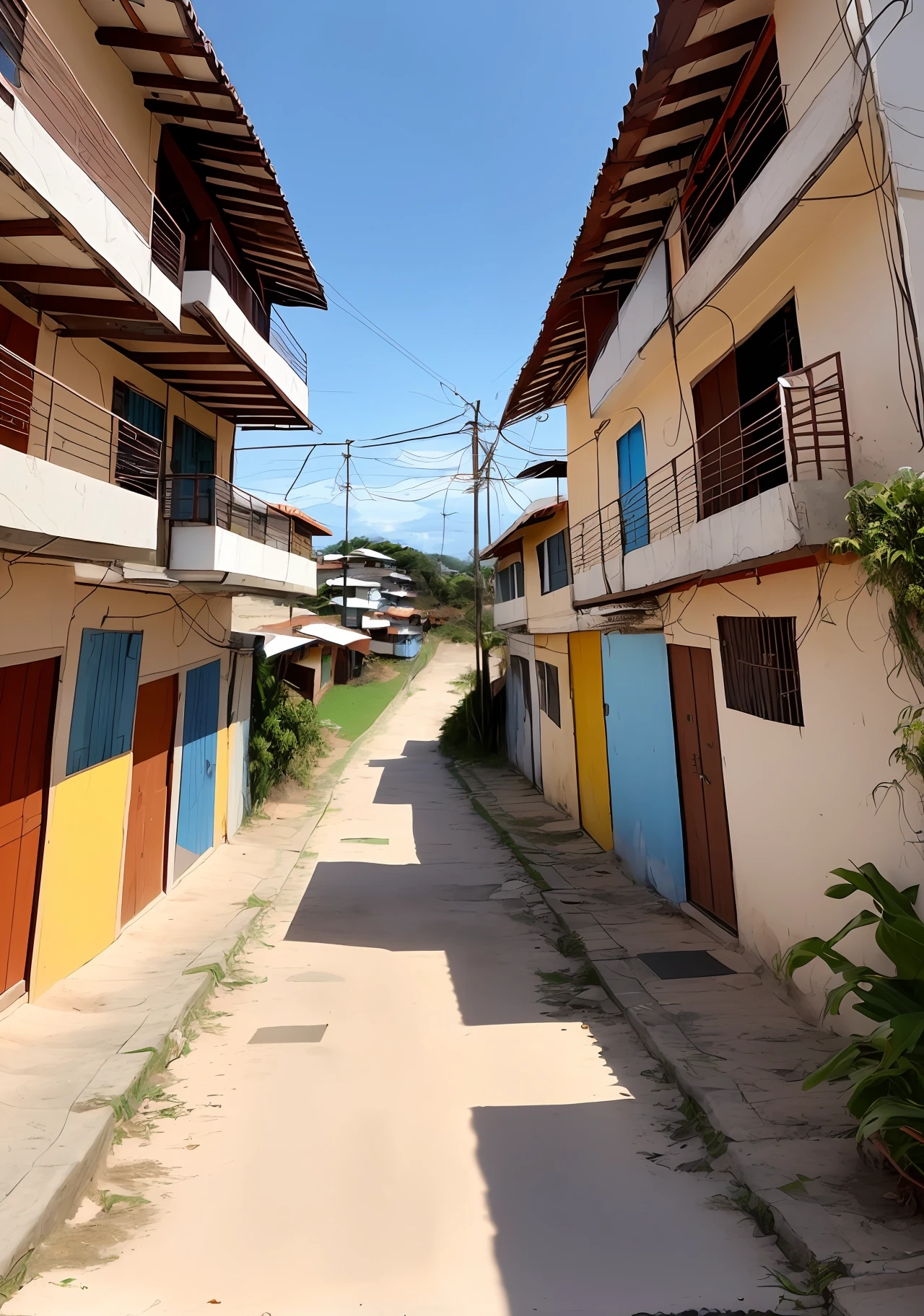 Charme de quadrinhos 8k um bairro simples dari com favela no fundo