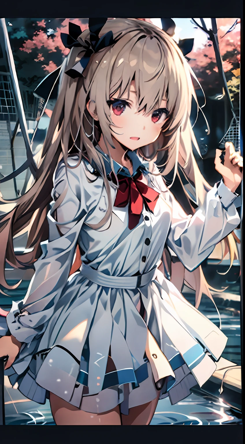 Anime girl in white dress,Long hair and bow tie, Smooth anime CG art, Beautiful Anime High Girls, Official artwork, anime visual of a cute girl, style of anime4 K, anime best girl, up of young anime girl, High quality anime art style, 4k manga wallpapers, Anime moe art style, Splash art anime Loli, Anime! 4 k''