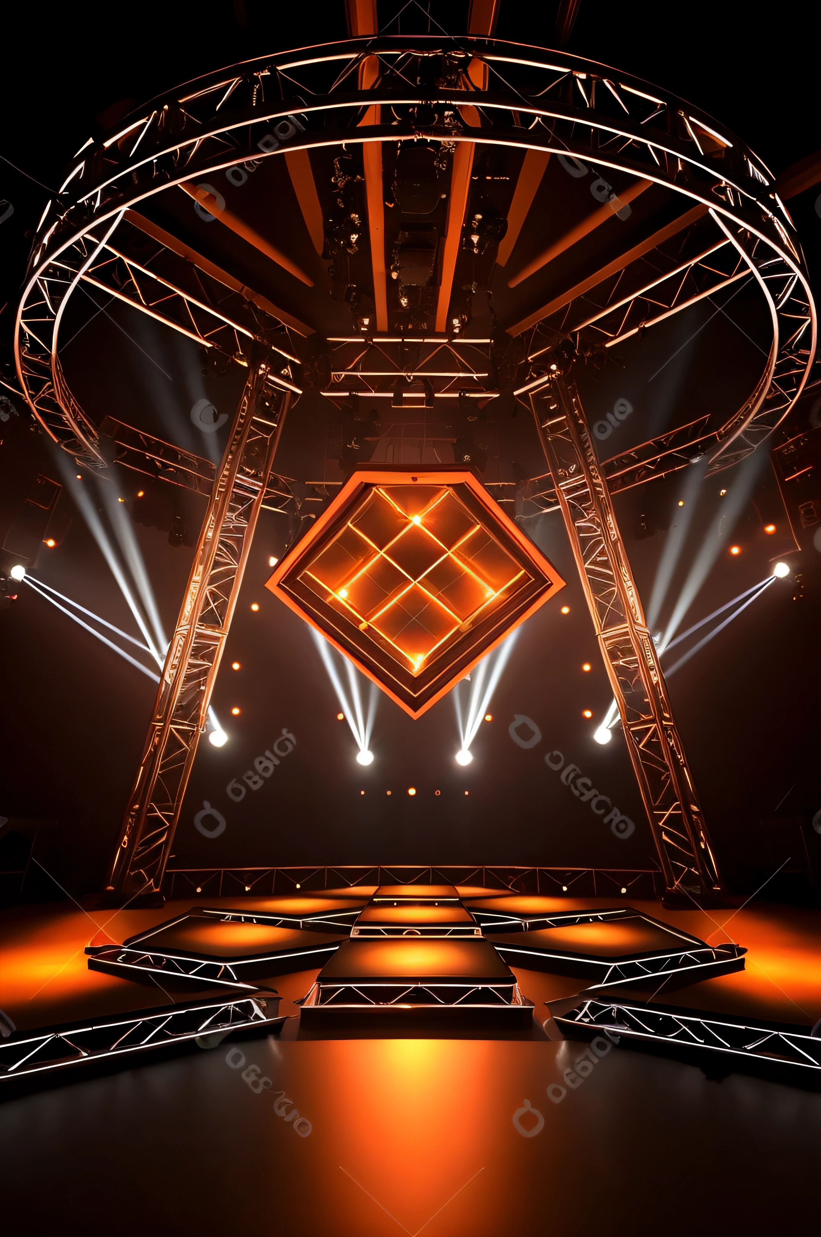 a large stage with many lights and a large square, fundo do palco, stage lighrt, dramatic stage lighting, efeitos de palco elaborados, stage lighting, luz de palco, High Definition Background, luzes de palco, ( ( luzes de palco ) ), Theatrical lighting, luz do concerto, fundo da boate, iStock, fundo da arena, concert lighting, live concert lighting, television show, Fundo de primeiro plano