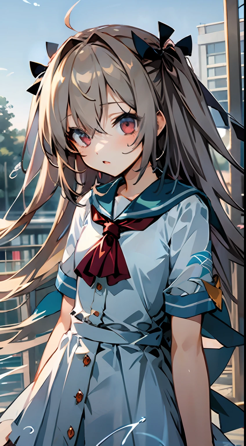 Anime girl in white dress,Long hair and bow tie, Smooth anime CG art, Beautiful Anime High School Girls, Official artwork, anime visual of a cute girl, style of anime4 K, anime best girl, up of young anime girl, High quality anime art style, 4k manga wallpapers, Anime moe art style, Splash art anime , Anime! 4 k''