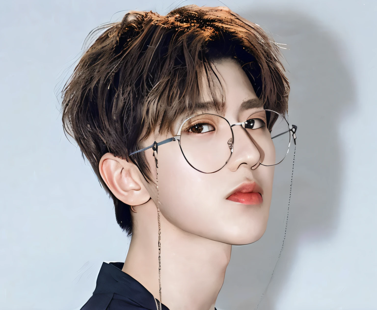 Arad image of a man with glasses and a necklace, Cai Xukun, Shin Jinying, jung jaehyun, With glasses, hyung tae, portrait of kpop idol, yanjun cheng, hong june hyung, Inspired by Bian Shoumin, Kim Do-young, Shin Jung-ho, portrait of jossi of blackpink, jaeyeon nam, heise jinyao