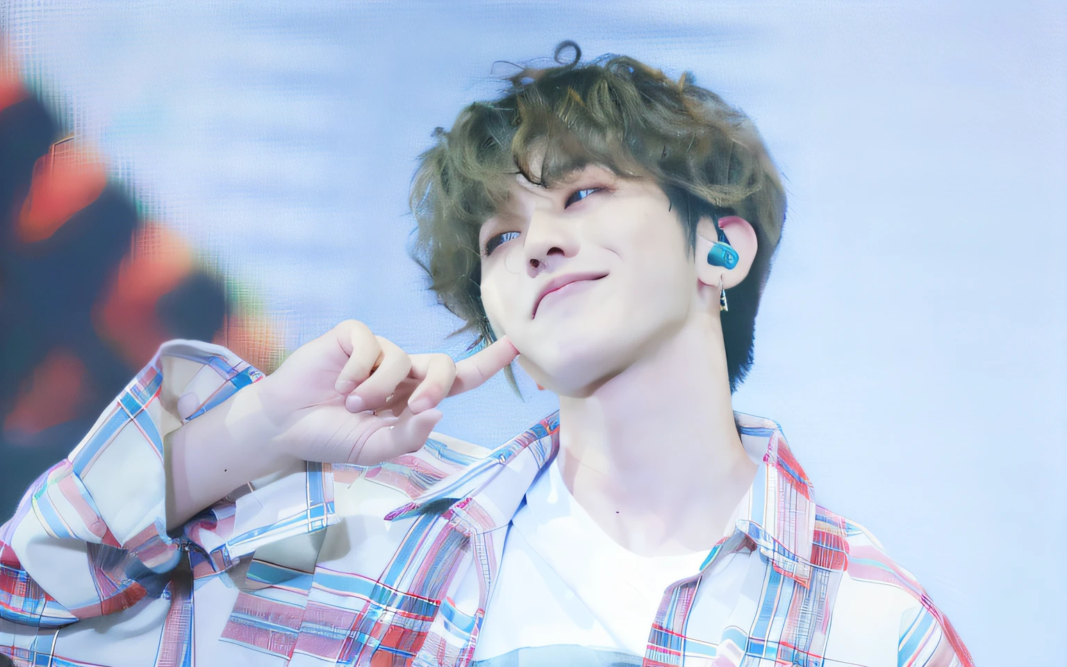 high high quality,Cai Xukun's,ssmile,Cute pose,Plaid shirt