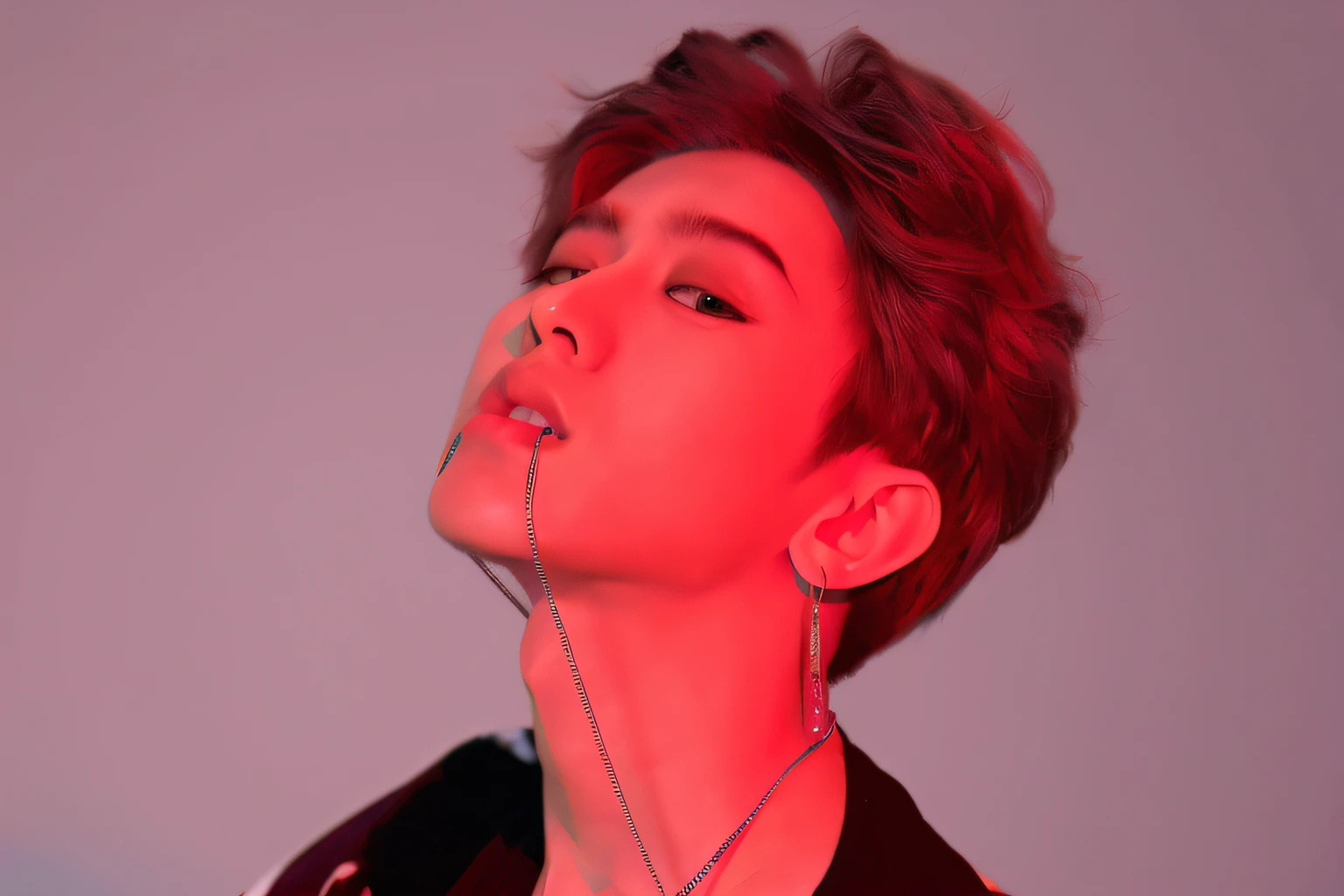 high high quality,Cai Xukun's,Bite on the necklace,red tint