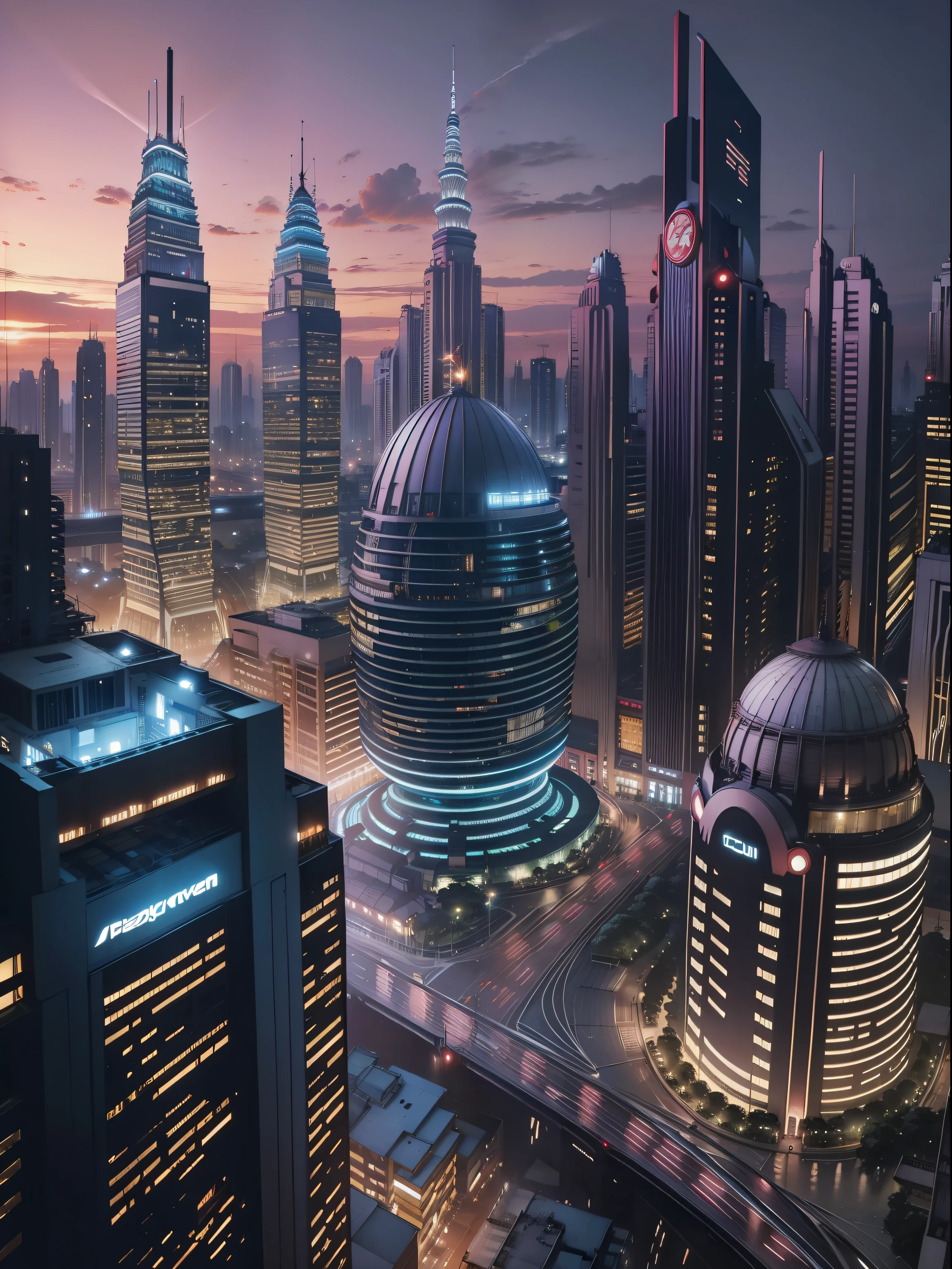 Indonesia city,focus on a technological building,