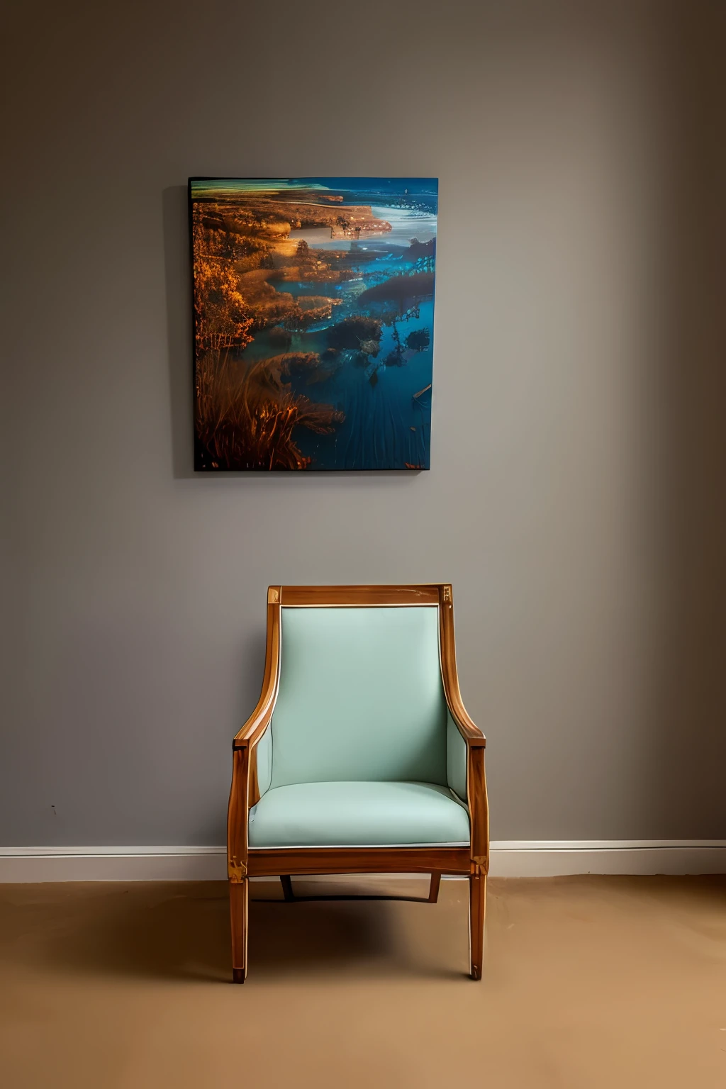 ((Top Quality, 8k, masterpiece: 1.3)), Wooden chair, surreal, Photo-like quality, Uninhabited, White room, There is only a chair in the room