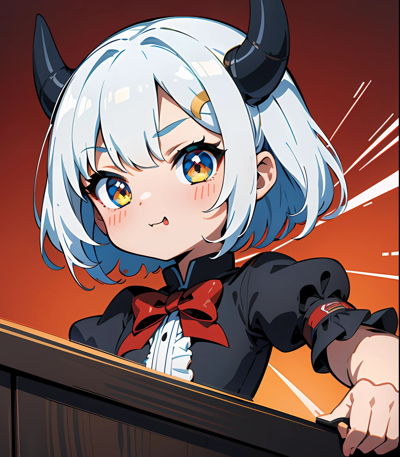 (masterpiece、top-quality、ultra-detailliert、Best Shadows)、细致背景、a sticker、hight resolution、ultra-detailliert、((Devil-chan))、(1 Chibi character)、Beautiful hair、kawaii faces、A detailed eye、devil、With a big sickle、livestream、Charisma Idol Pose、Detailed hand、perfect hand、intricate detailes