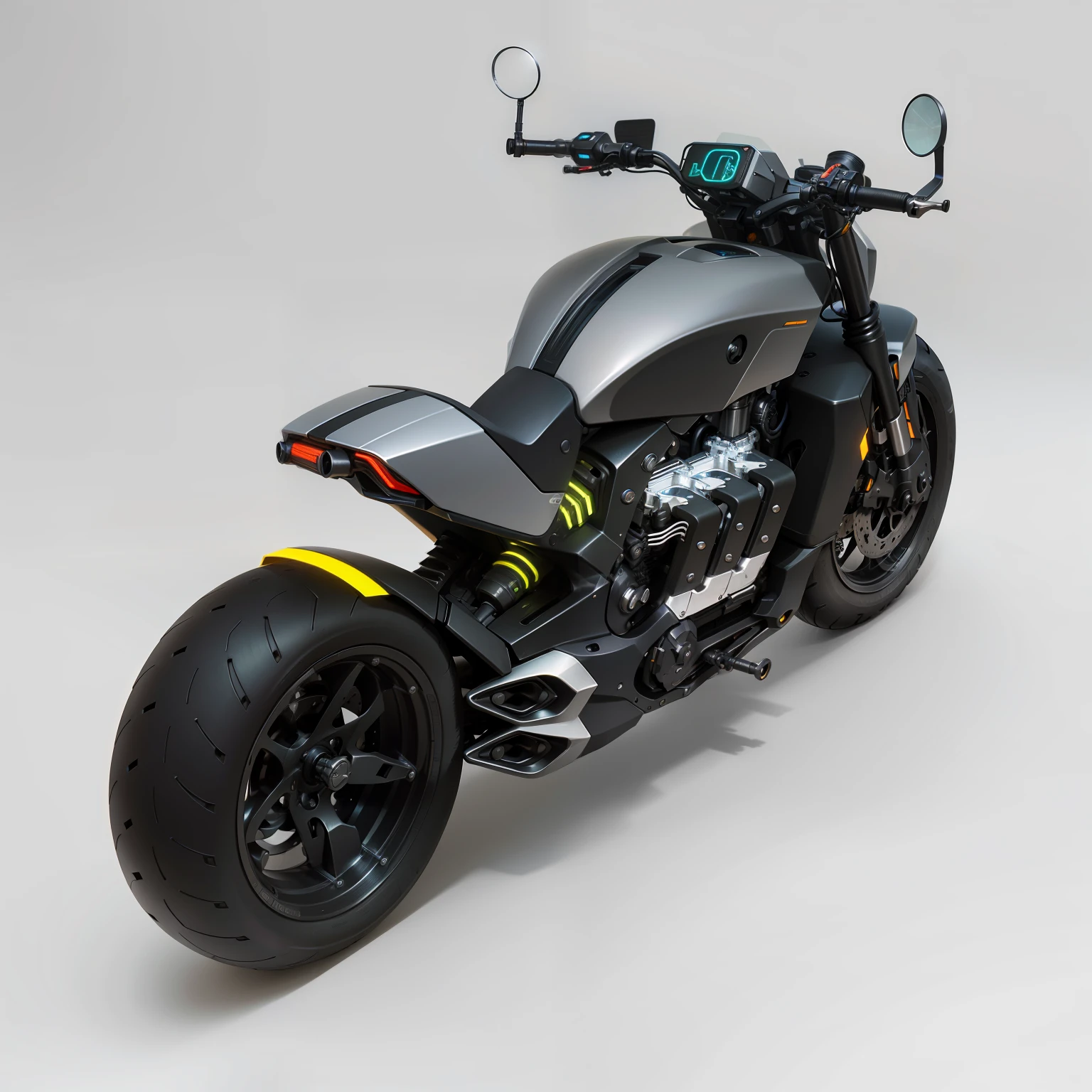 Cyberpunk mechanical motorcycle，Biomechanicals，hyper realisitc， Steel， Complex design， insanely details， finely detailled， Extremely clear lines， cinmatic lighting， photograph realistic， A detailed masterpiece