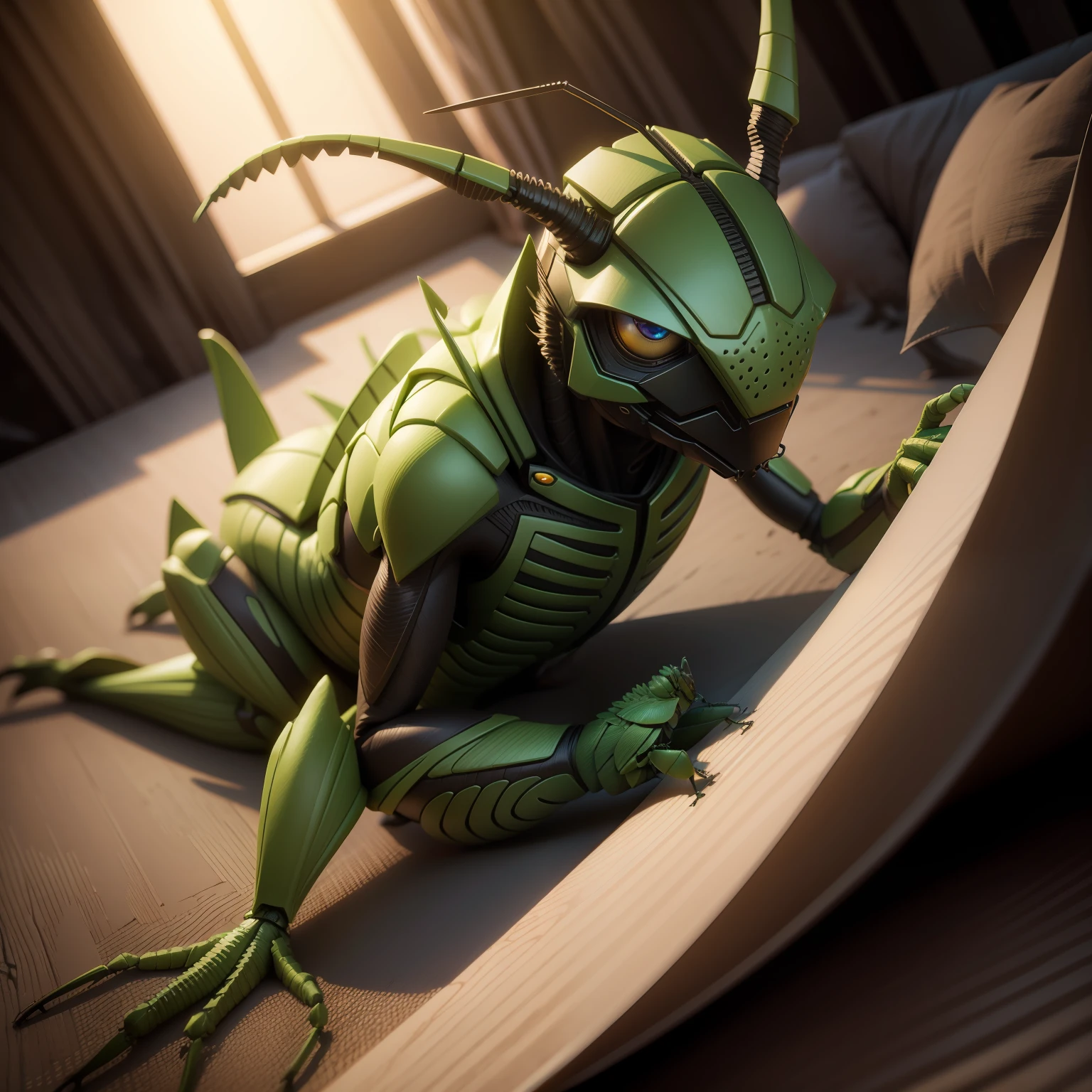 Humanoid Grasshopper Male Carton Immersive Surreal 3D Art (Fantasy Realm)