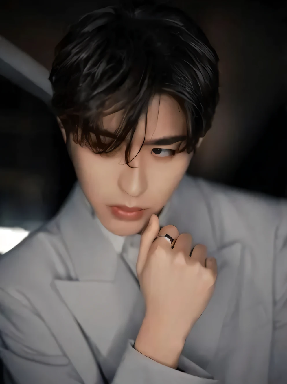 high high quality,Cai Xukun's,grey suit,Cool styling