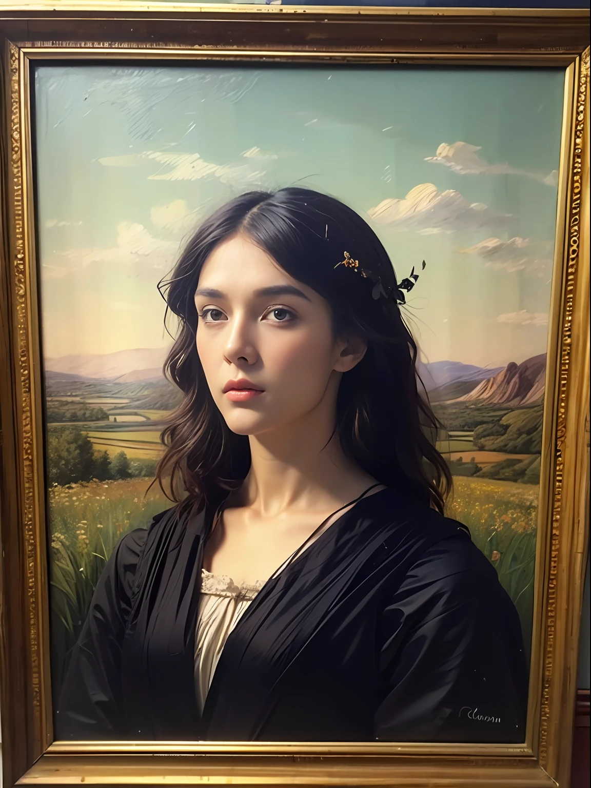 (((Pre-Raphaelite painting))) head of a dead man skewered on a stake, Celtic landscape, autumnal and golden tones