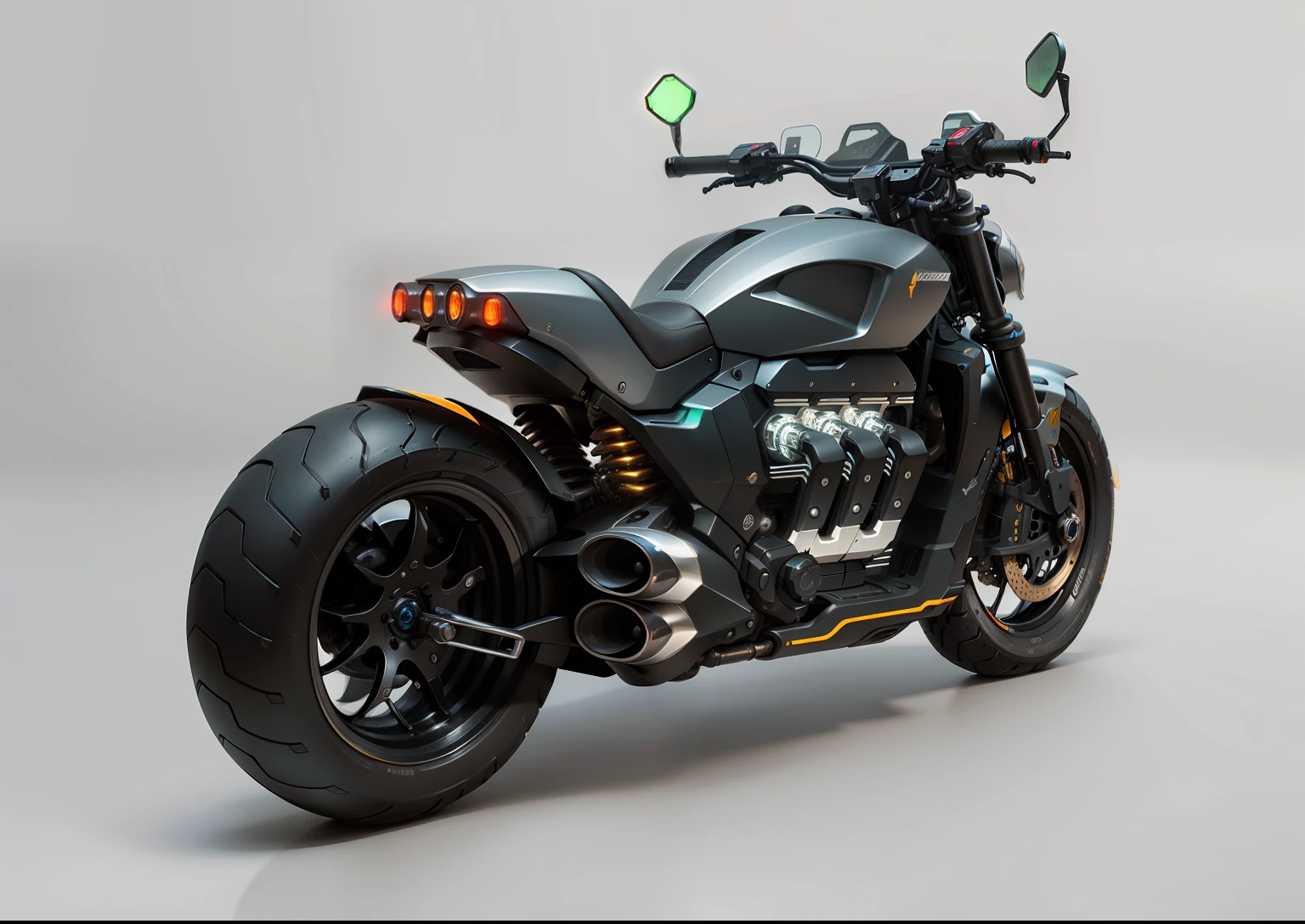 Cyberpunk mechanical motorcycle，Biomechanicals，hyper realisitc， Steel， Complex design， insanely details， finely detailled， Extremely clear lines， cinmatic lighting， photograph realistic， A detailed masterpiece