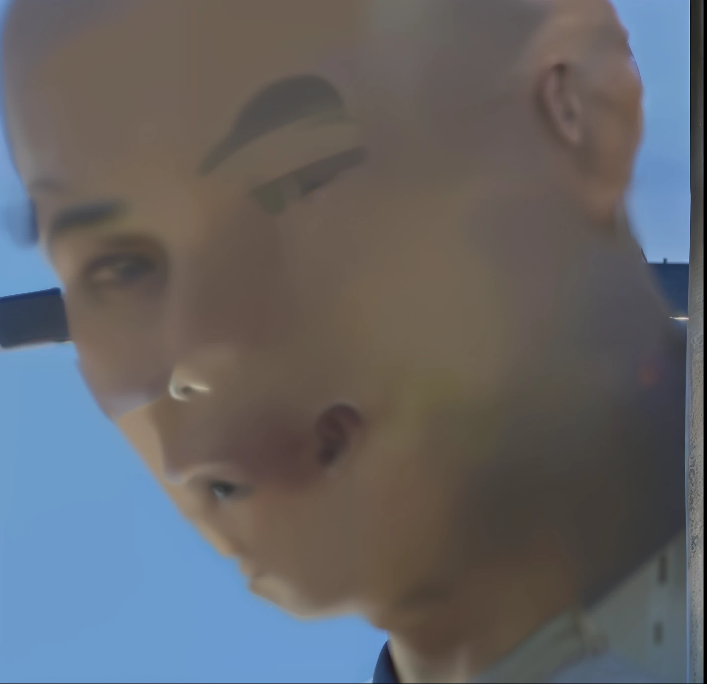 Allard man with bald head and gray shirt, Asian male, 29years old, profile photo, Handsome Chad Mecha。