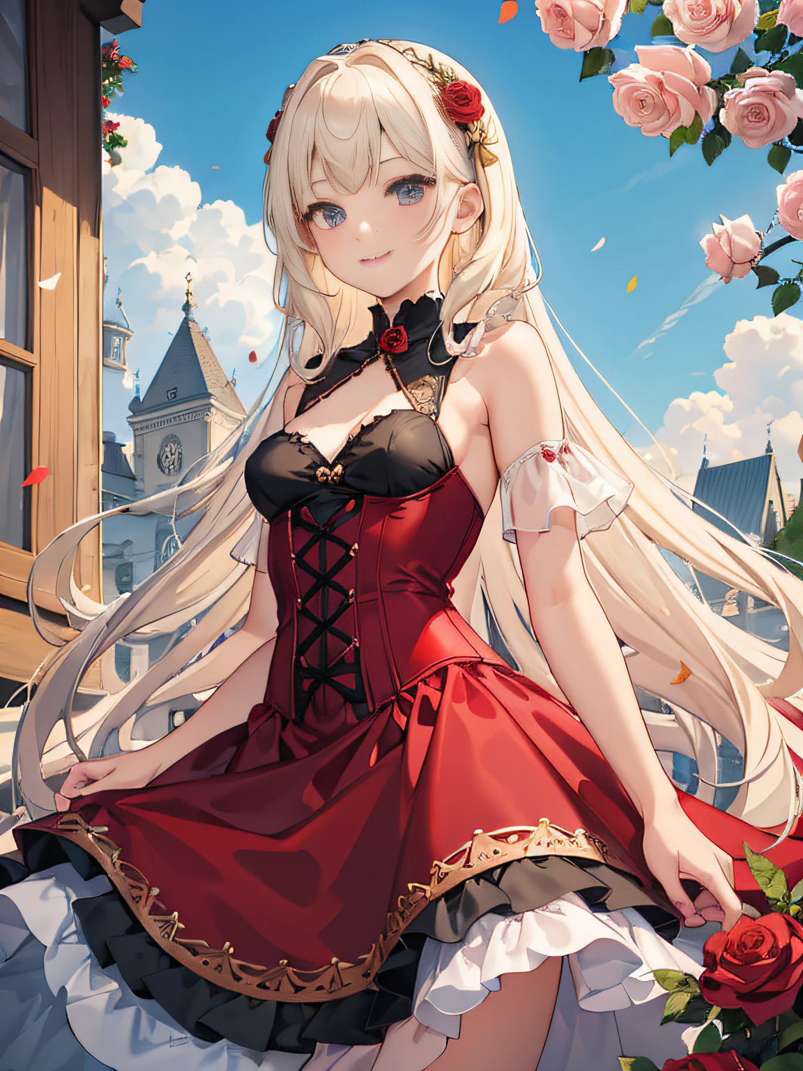 ((masterpiece)), (top-quality), (detaileds),4K resolution. 1 Girl Sharp Focus、a blond,Princess Cut,odd eye,Older sister,diet,long,Red Rosa,tiarra,Black Dress,curlyhair,small tit,small tits,Cool,Rose Dress,embroideries,oriental,A sexy,Sareme,garden,Sunnyday,blue-sky,Confetti、small nose,narrow nose and small nose,,,,,,,,,,,,,,,,,,,,,,,,,,,,,,,,High small nose,small nostrils,see -through,Full body like,oblique,1girl in,Golden hair color,Light hair color,Beige hair color,Rosa,Red Rose,Rosa,Red Rose,Rose Dress,weddingdress,Arm Cover,Adults,adult lady,veils,Kamimei,Red Rose,Rosa,Rosa,Rosa,Rosa,Rosa,Red Rose,Big sister,adult lady,adult lady,adult lady,,adult lady,adult lady,Adult Women Mermaid Dresses,Mermaid Dresses,corsets,corsets,corsets,corsets,A smile,Straight bangs