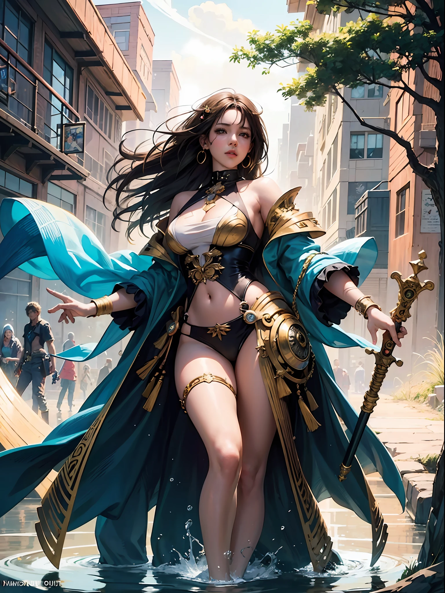 Beautiful anime summerpunk lady. summer chill day, by tim okamura, victor nizovtsev, greg rutkowski, noah bradley. trending on artstation, 8k, masterpiece, graffiti paint, fine detail, full of color, intricate detail, golden ratio illustration
