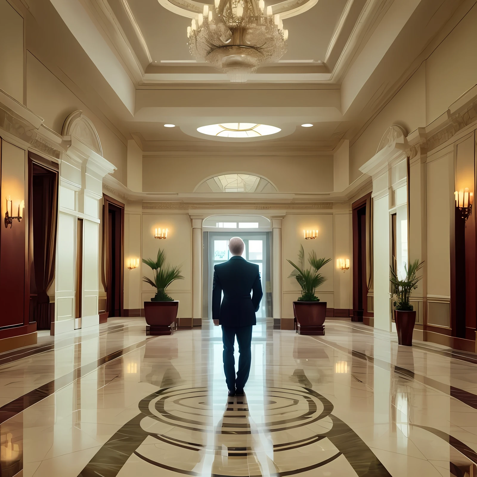 Crazy Man standing in empty room