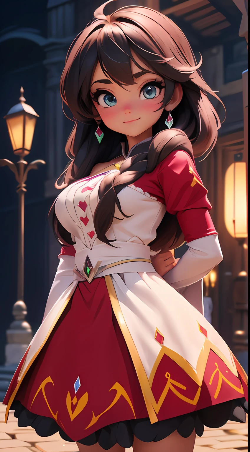 Anime, 4k, Elsa-Megumin Fusion, Mesclando modelos, melting, ((Usando roupas da Megumin + Usando chapeu da Megumin + Segurando o cajado)), (Roupas vermelhas + Detalhes amarelhos + Capa preta), Dentro da Taverna, 1girl, Beautiful, Character, Woman, Female, Rosto apavavorada, (master part:1.2), (melhor qualidade:1.2), (Solo:1.2), ((pose de luta)), ((campo de batalha)), cinemactic, olhos perfeitos, pele perfeita, perfect lighting, sorrir, luz, cor, pele texturizada, detalhe, Beleza, maravilha, ultra-detalhado, rosto perfeito