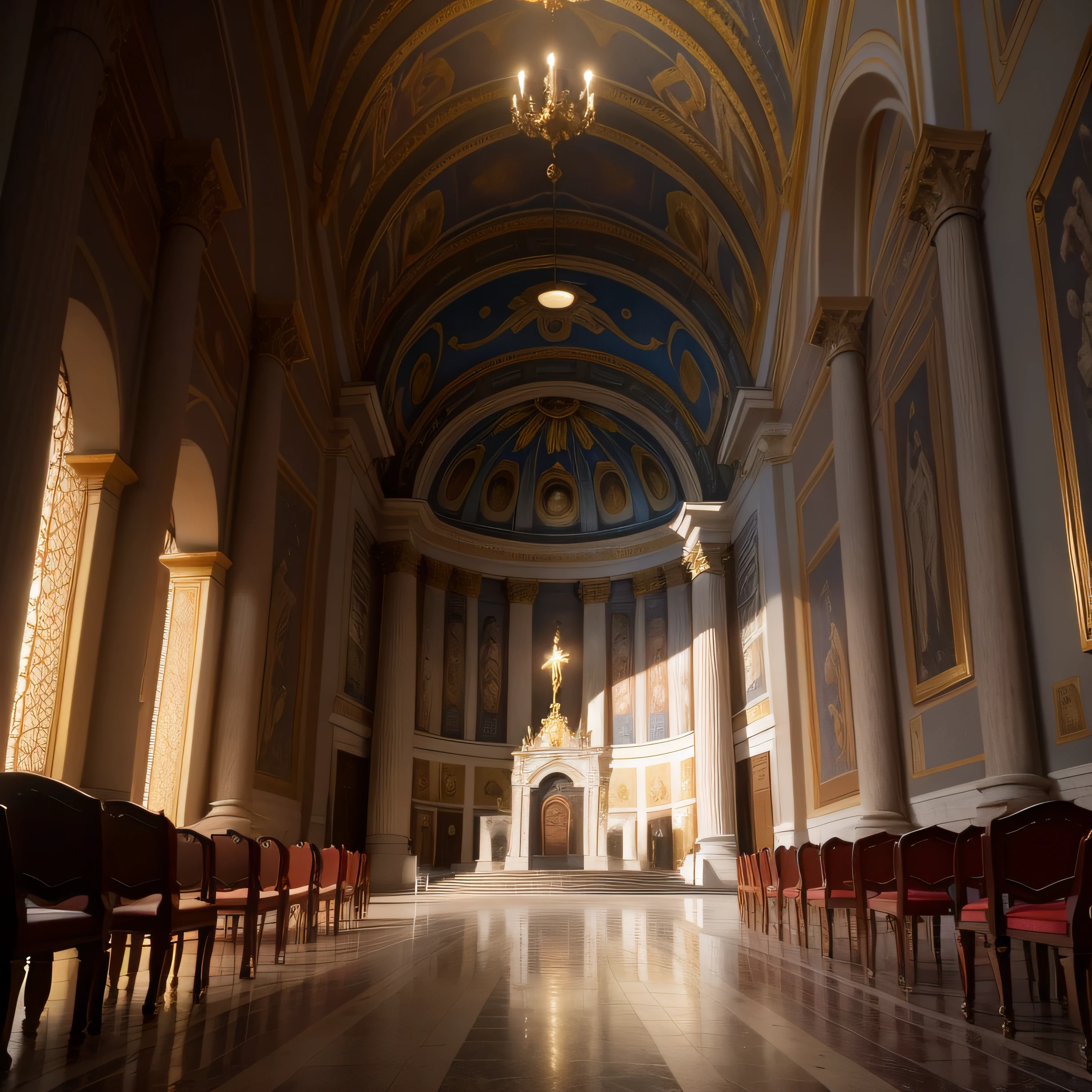 local extremamente sagrado, pupto religioso ultra realista, Photo Dinner HDR 4k Local Cinema Light Sanctified Vatican Style