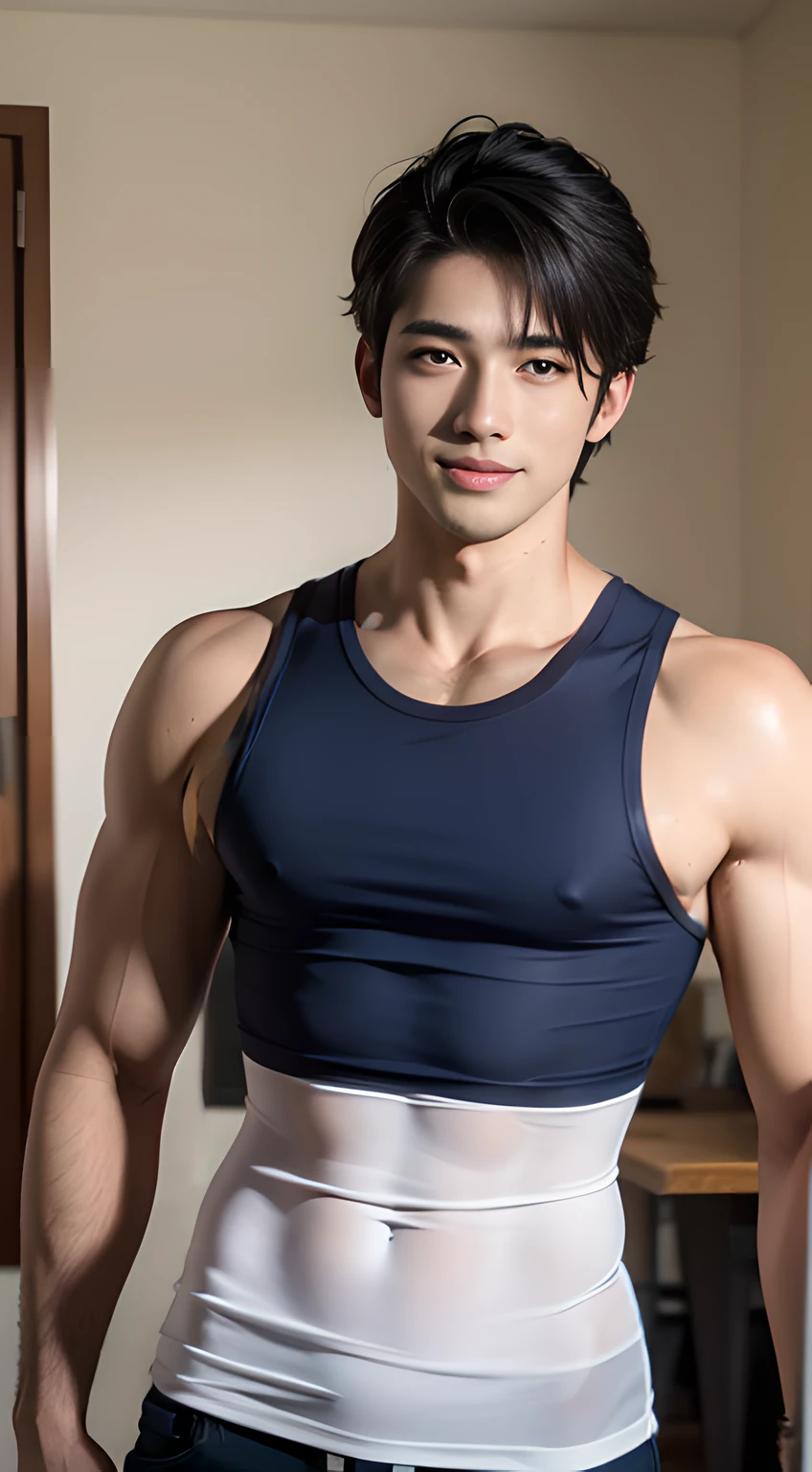 blue tanktop,