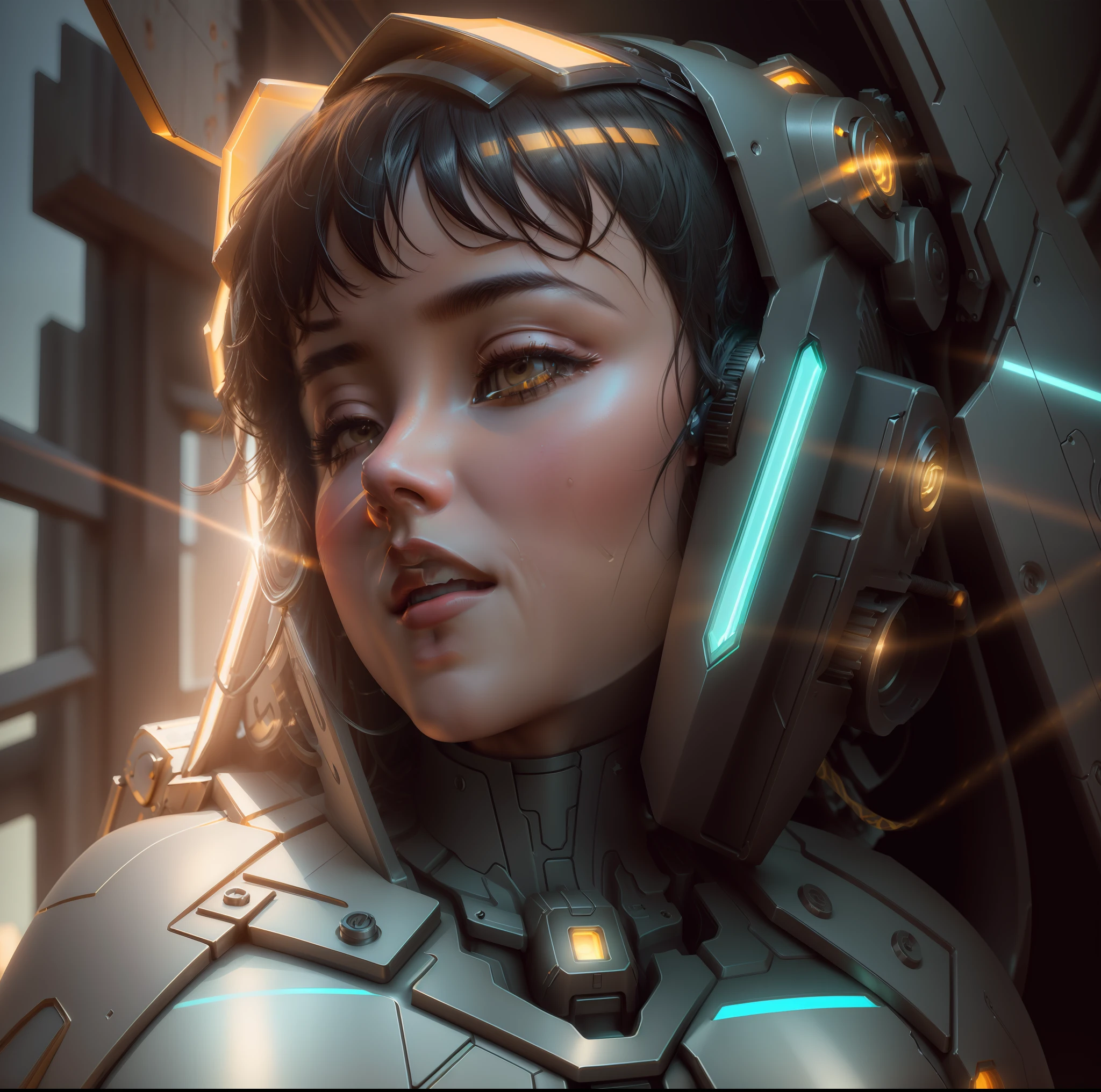 ((Best quality)), ((masterpiece)), (highly detailed:1.3), 3D,Shitu-mecha, beautiful cyberpunk women with her mecha in the ruins of city from a forgoten war, ancient technology,HDR (High Dynamic Range),Ray Tracing,NVIDIA RTX,Super-Resolution,Unreal 5,Subsurface scattering,PBR Texturing,Post-processing,Anisotropic Filtering,Depth-of-field,Maximum clarity and sharpness,Multi-layered textures,Albedo and Specular maps,Surface shading,Accurate simulation of light-material interaction,Perfect proportions,Octane Render,Two-tone lighting,Low ISO,White balance,Rule of thirds,Wide aperature,8K RAW,Efficient Sub-Pixel,sub-pixel convolution,luminescent particles,light scattering,Tyndall effect